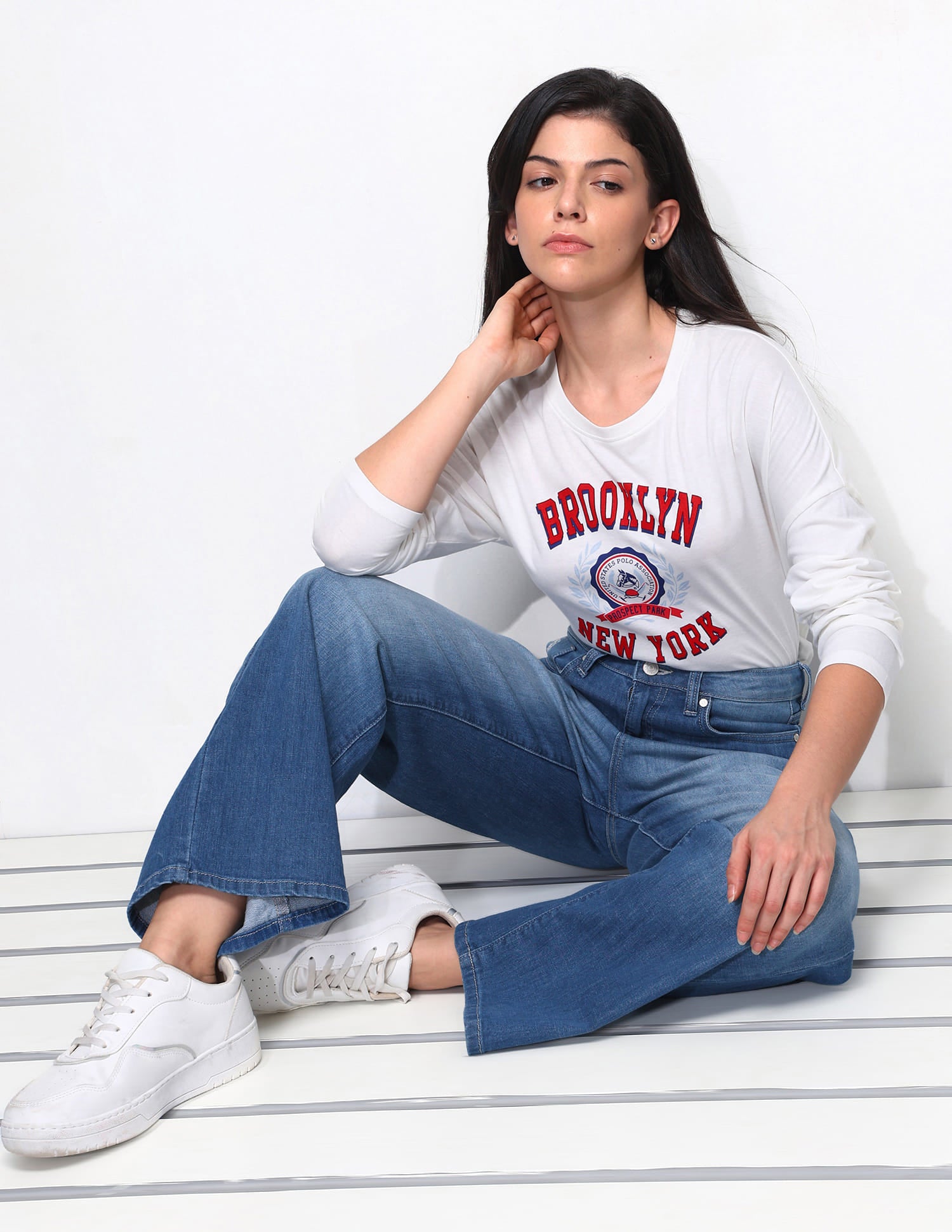 Cross Hatch Wide Leg Jeans