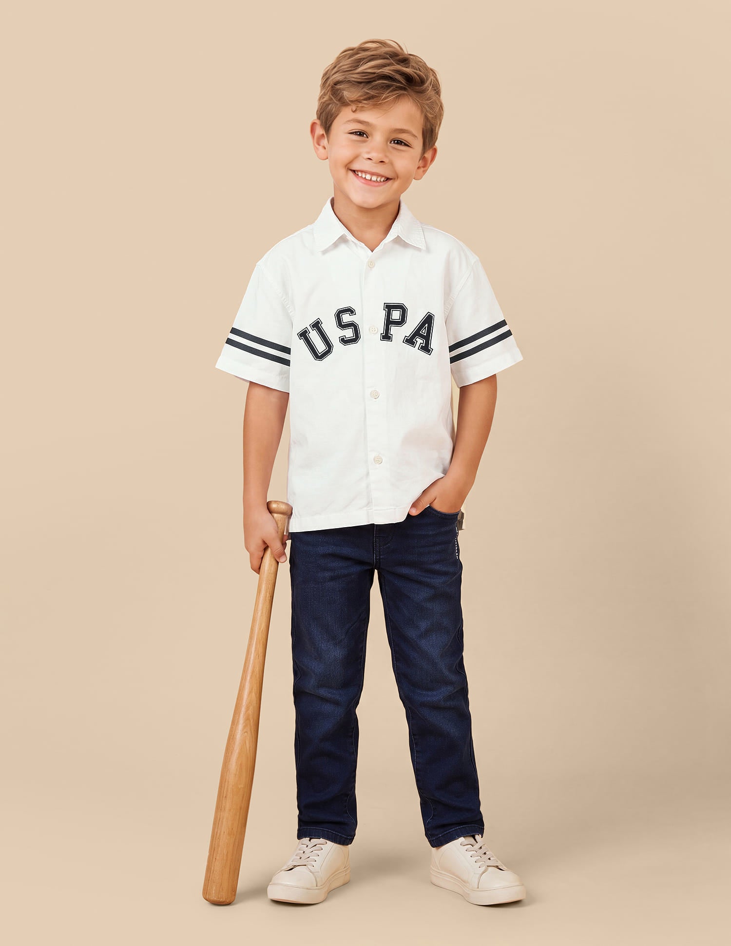 Brand Printed Boxy Fit Shirt White - U.S. Polo Assn. India | Large