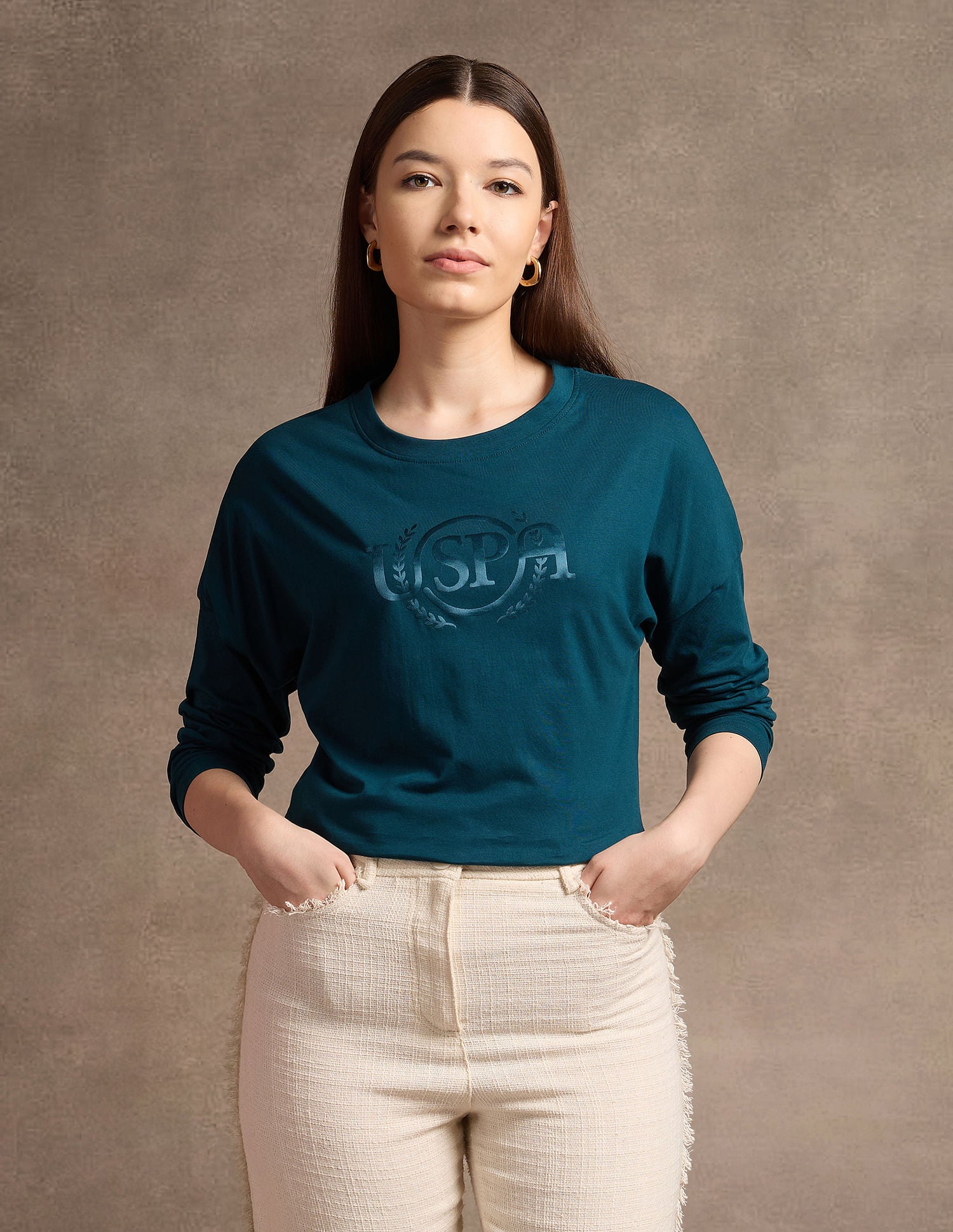 Drop Shoulder Satin Flock T-Shirt