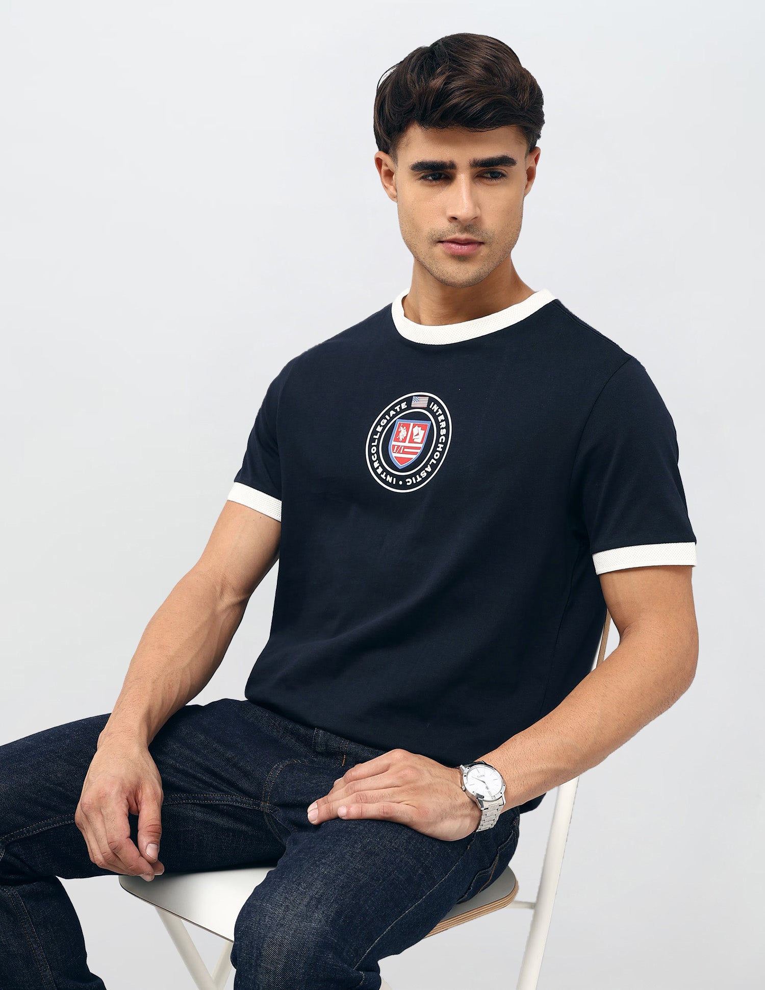 Graphic Brand Printed Regular Fit T-Shirt Navy - U.S. POLO ASSN. | Large