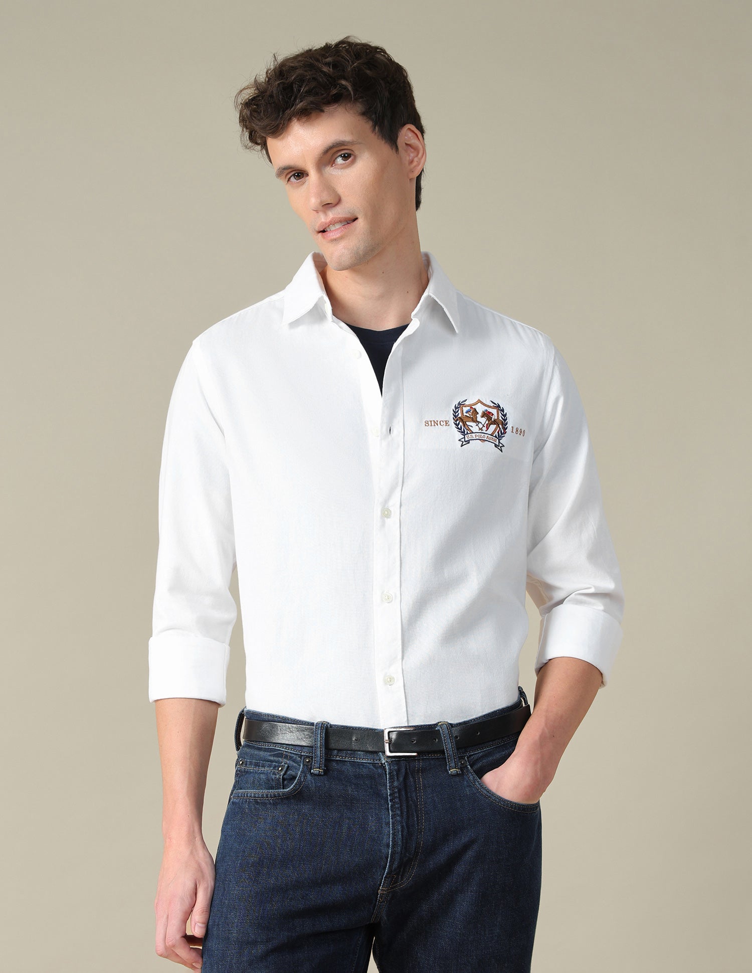 Oxford Tailored Fit Shirt White - U.S. Polo Assn. India | Large
