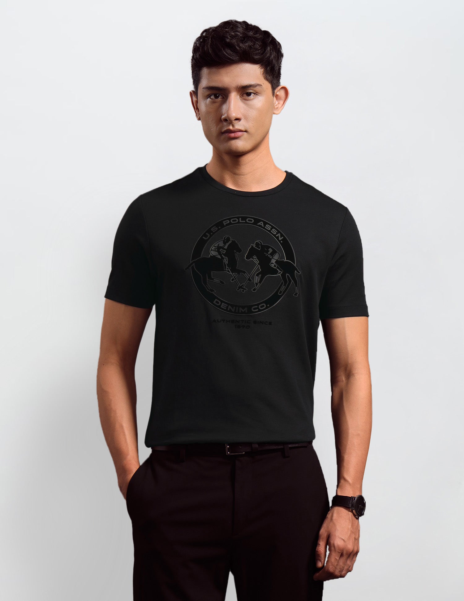 Brand Embossed Regular Fit T-shirt