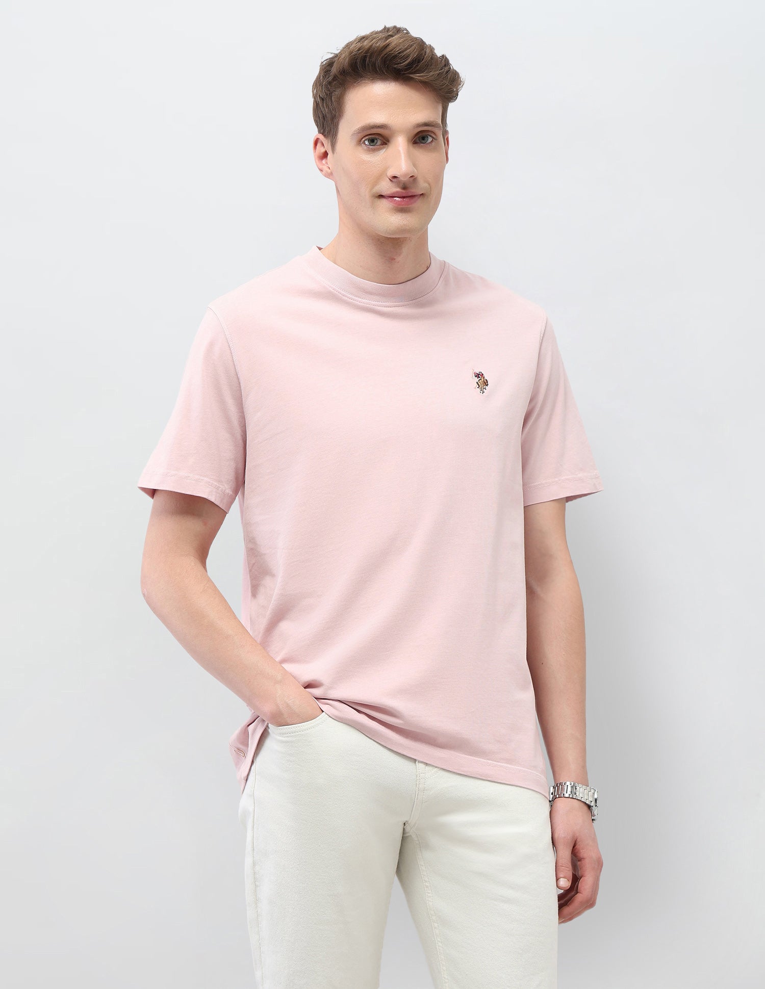 Solid Muscle Fit T-Shirt Pink - U.S. Polo Assn. India | Large