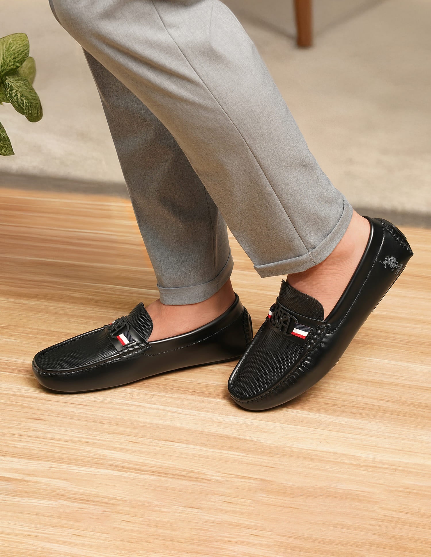 Men Anton Textured Loafer Black - U.S. Polo Assn. India | Large
