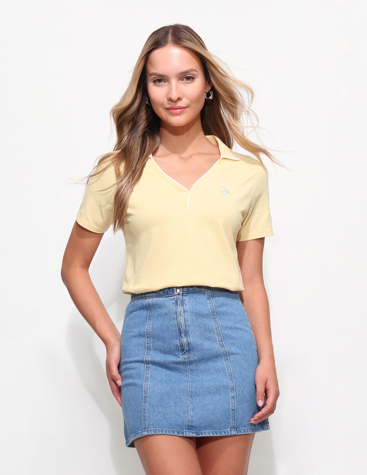 Half Collar Solid Polo Shirt Yellow - U.S. Polo Assn. India | Large