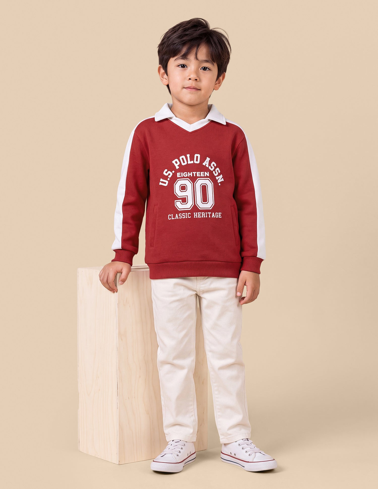 Brand Printed Regular Fit Sweatshirt Red - U.S. Polo Assn. India | Large