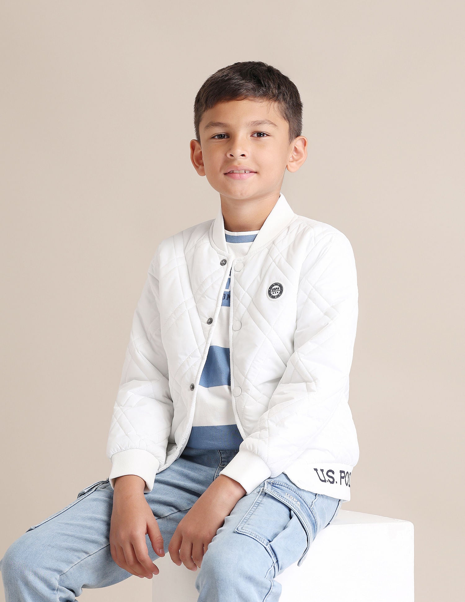 Boys Solid Mock Collar Jacket