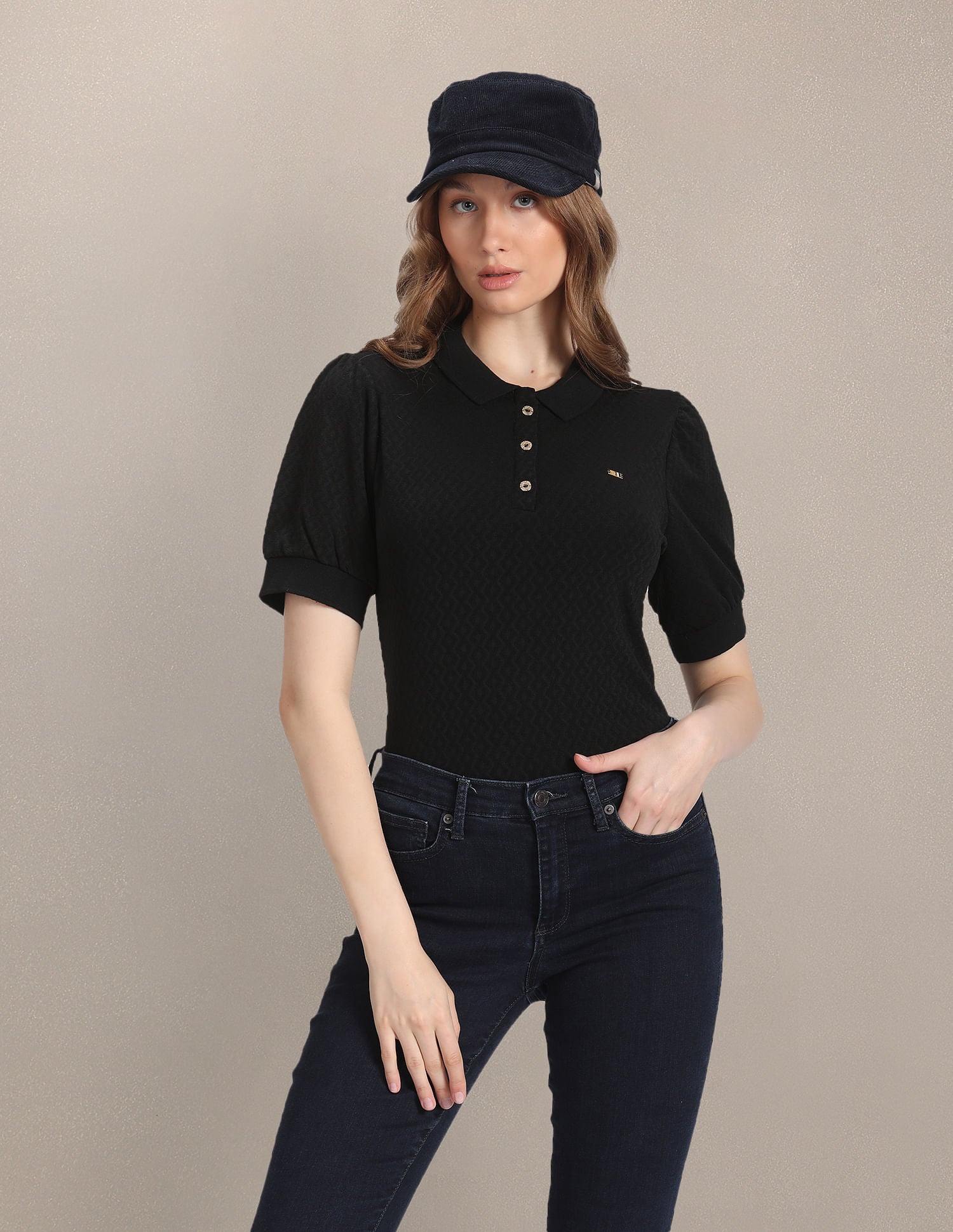 Textured Knit Polo Shirt