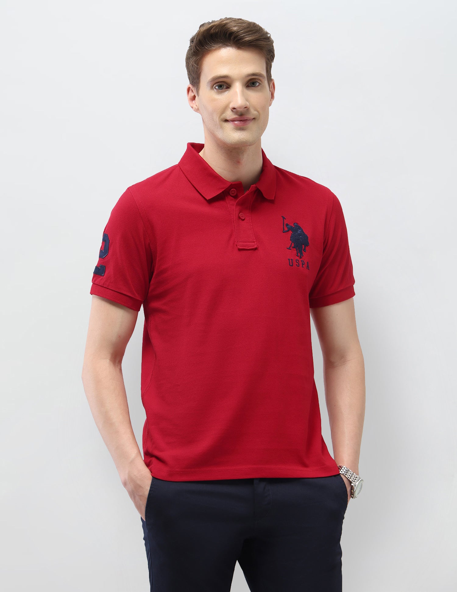 Solid Regular Fit Polo Shirt Red - U.S. Polo Assn. India | Large