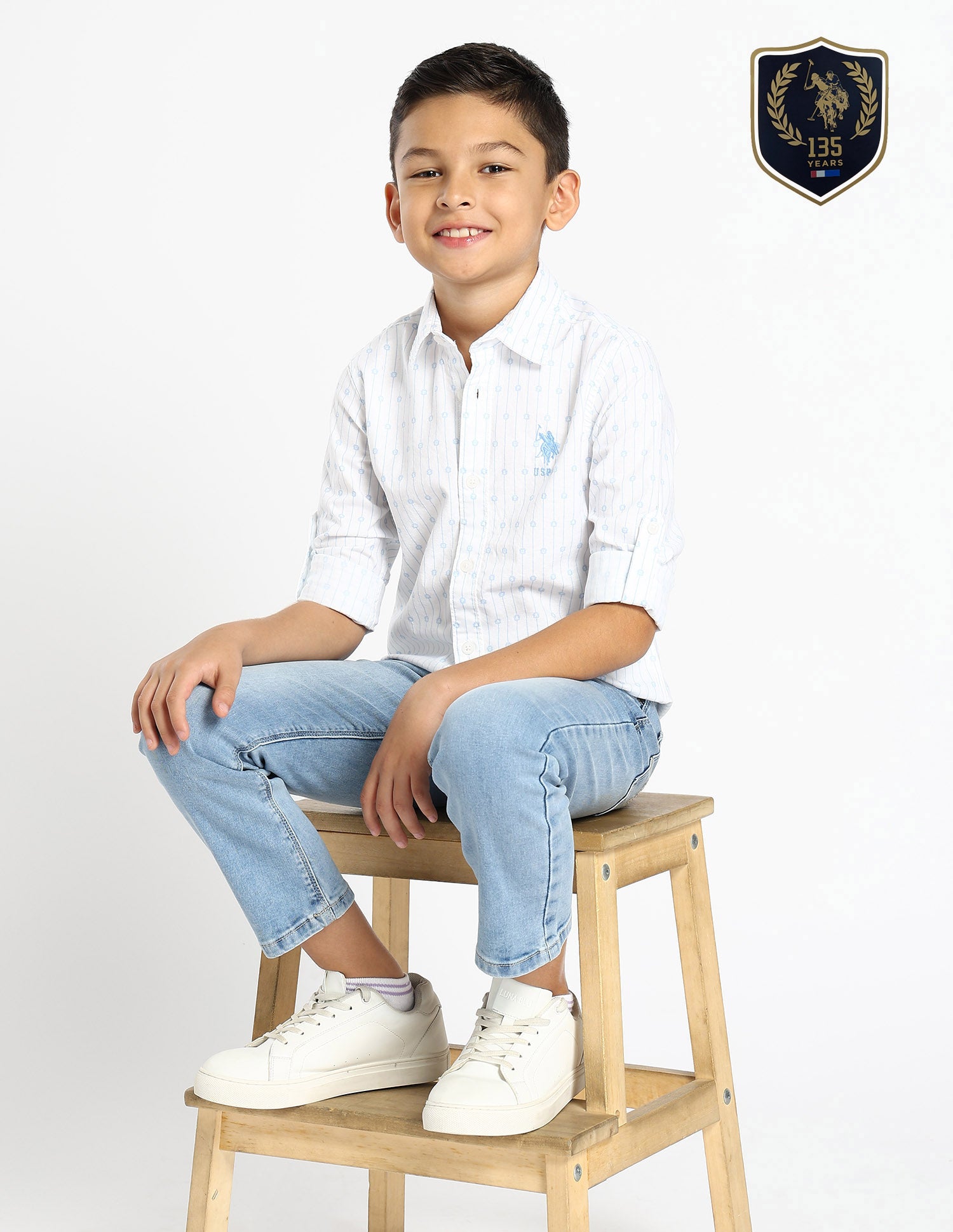 Boys Vertical Striped Oxford Shirt