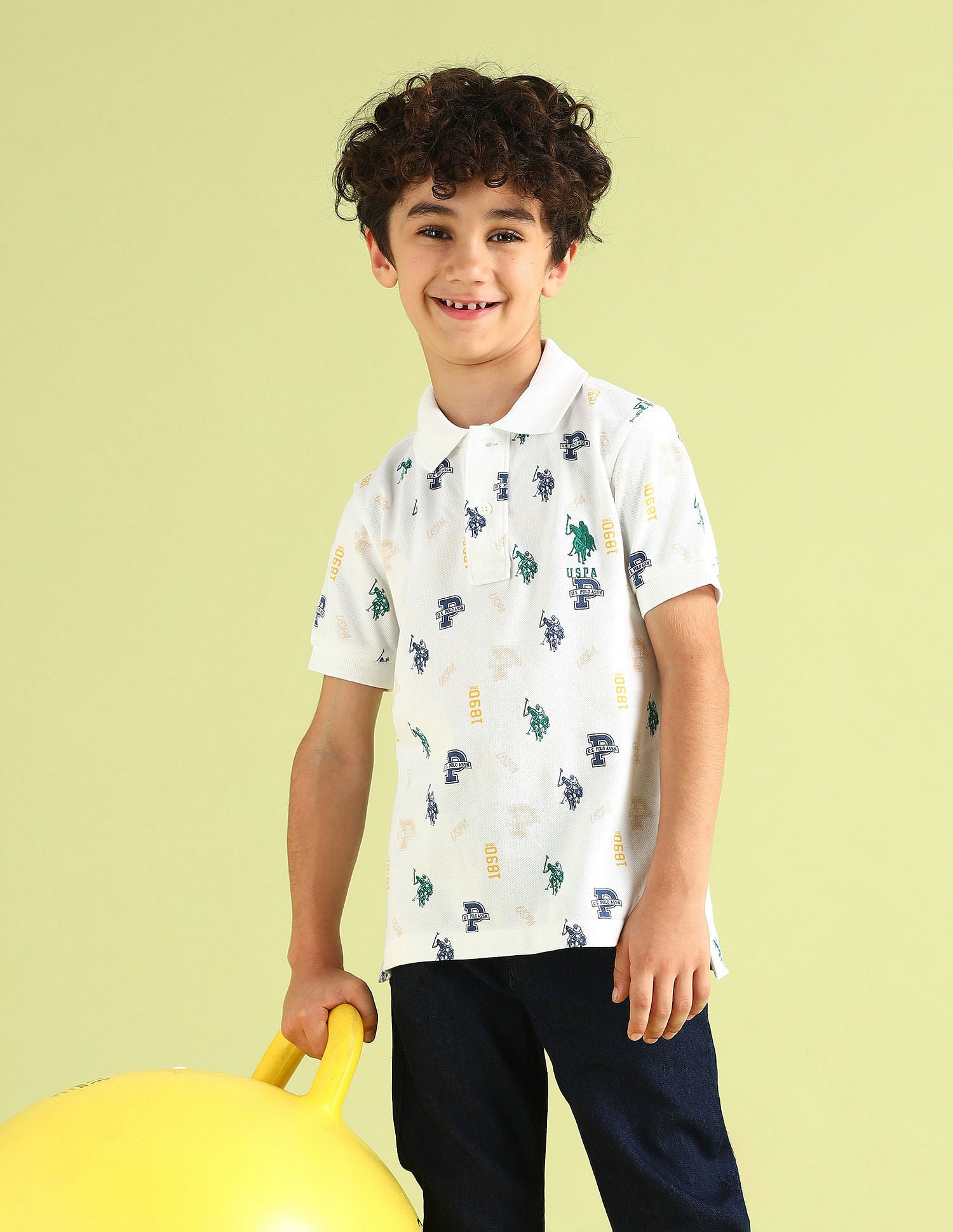 Regular fit Printed Polo Shirt White - U.S. Polo Assn. India | Large
