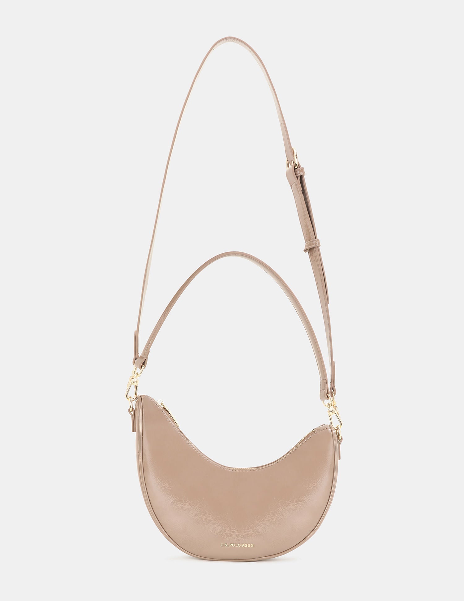 Women Belle Half-Moon Shoulder Bag with Patent Finish
