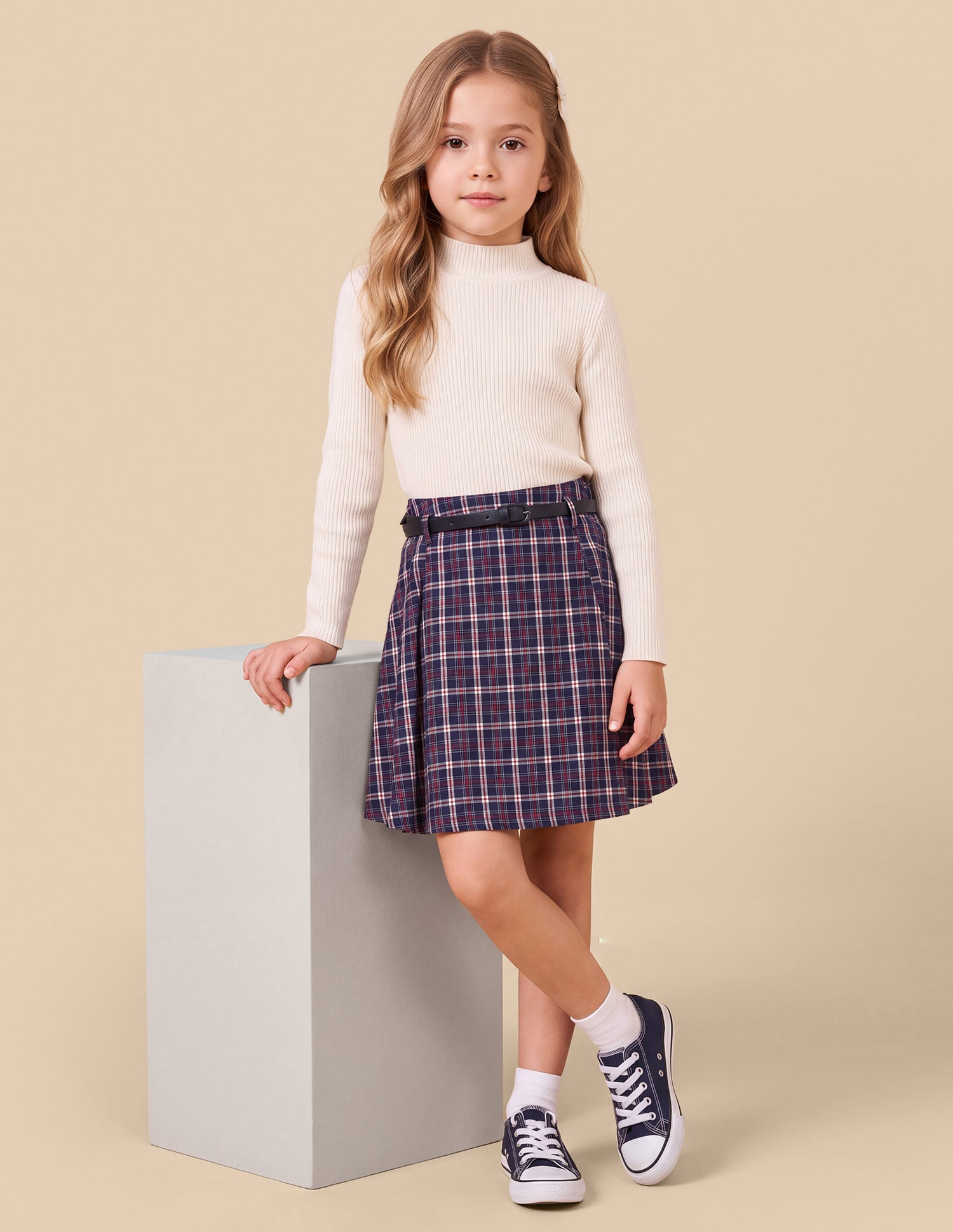 Plaid Checked Relaxed Fit Skirt Navy - U.S. Polo Assn. India | Large