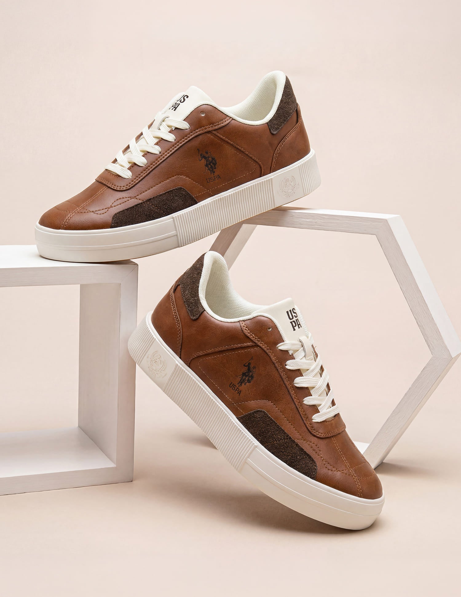Men Zyron Round Toe Sneakers Tan - U.S. Polo Assn. India | Large