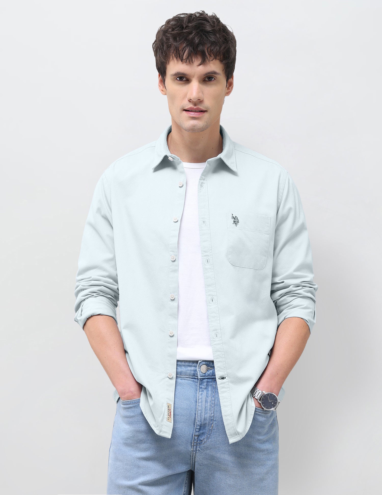 Solid Regular Fit Shirt Grey - U.S. Polo Assn. India | Large
