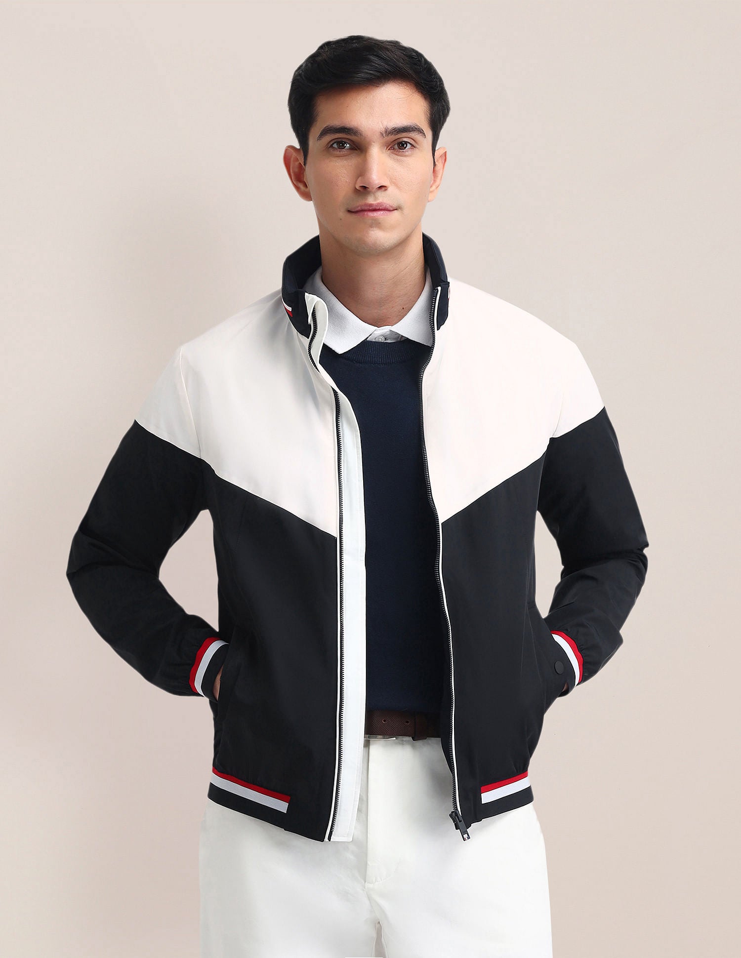 Regular Fit Colourblocked Bomber Jacket