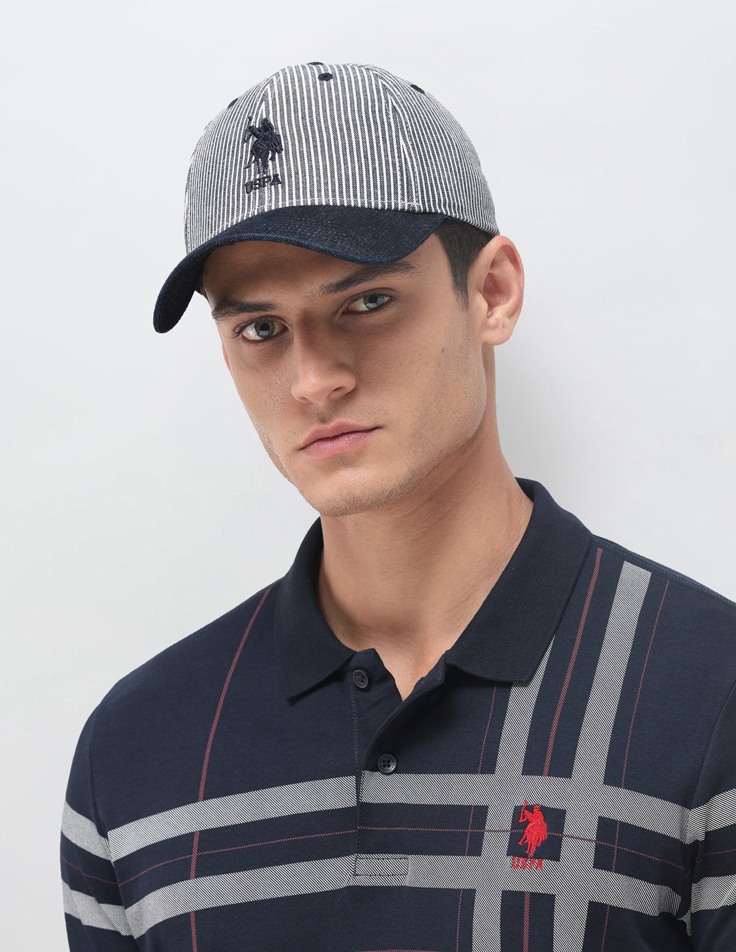 Vertical Striped Denim Cap