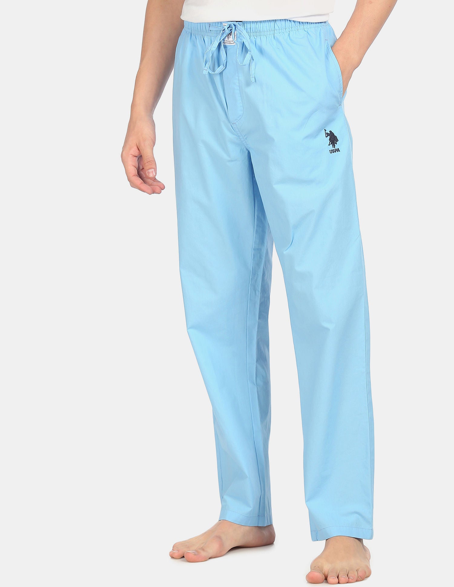 Comfort Fit Solid Cotton I690 Lounge Pants - Pack Of 1 Light Blue - U.S. POLO ASSN. | Large