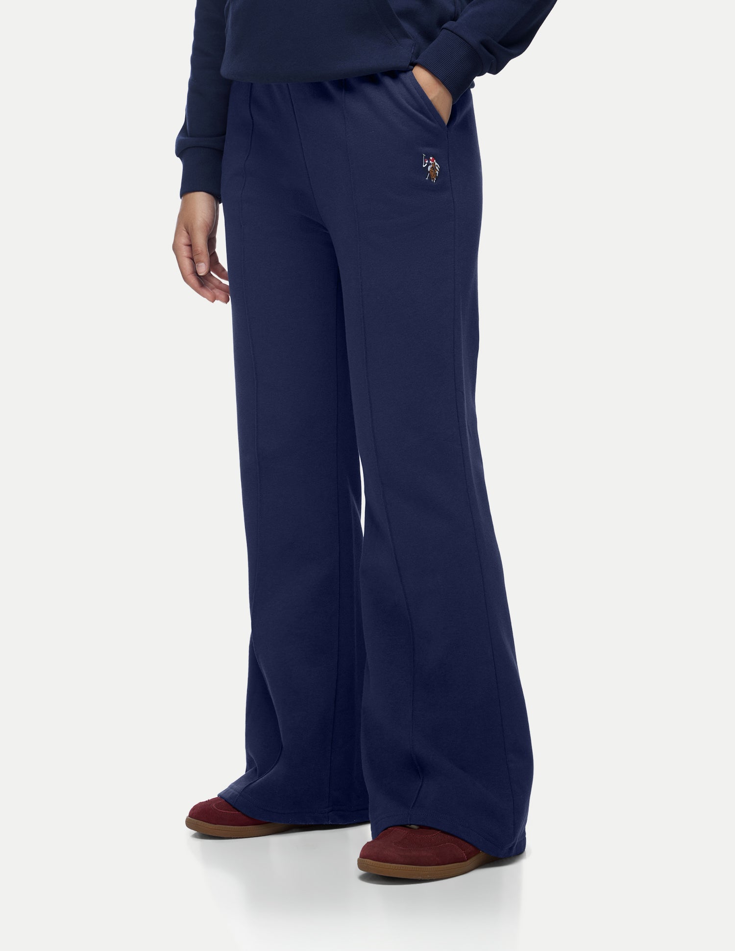High Rise Fitted Flared Trousers Blue - U.S. Polo Assn. India | Large