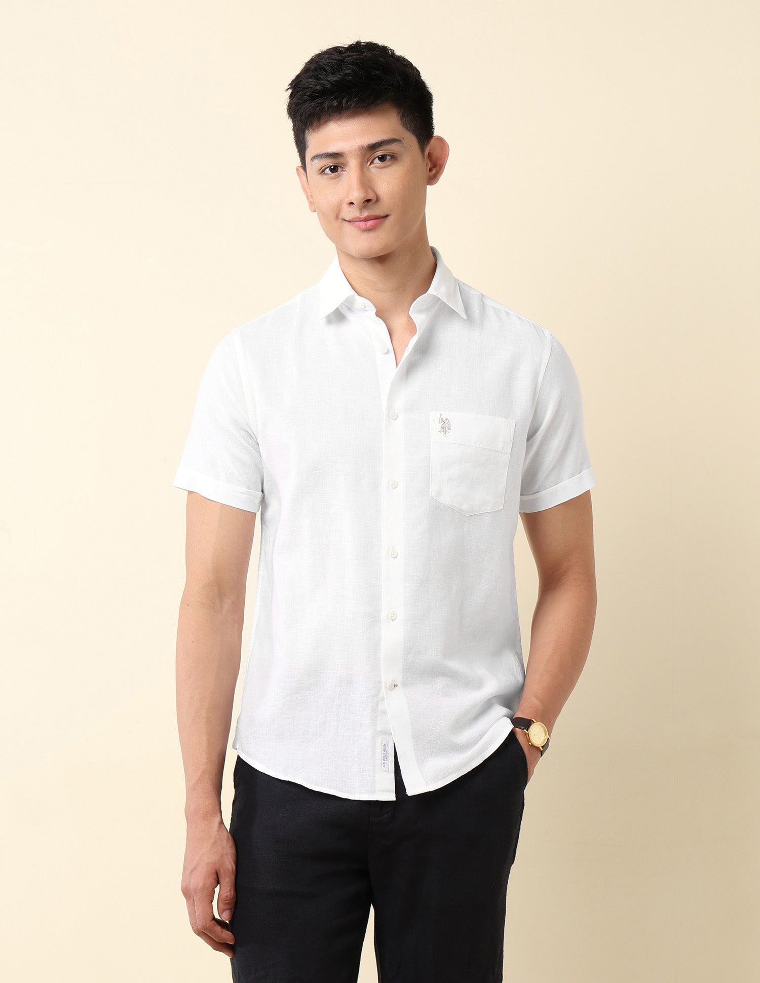 Tailored Fit Solid Shirt White - U.S. Polo Assn. India | Large