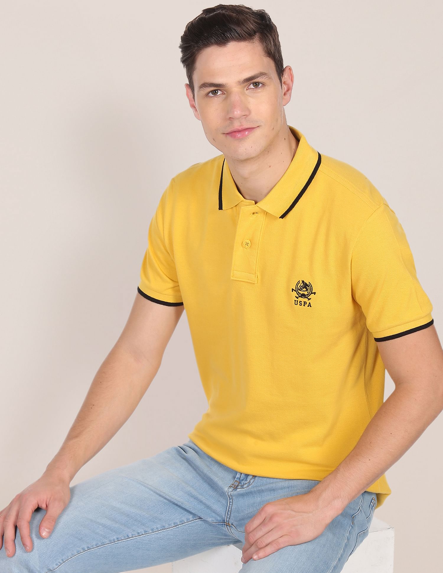Short Sleeve Solid Polo Shirt Mustard - U.S. POLO ASSN. | Large