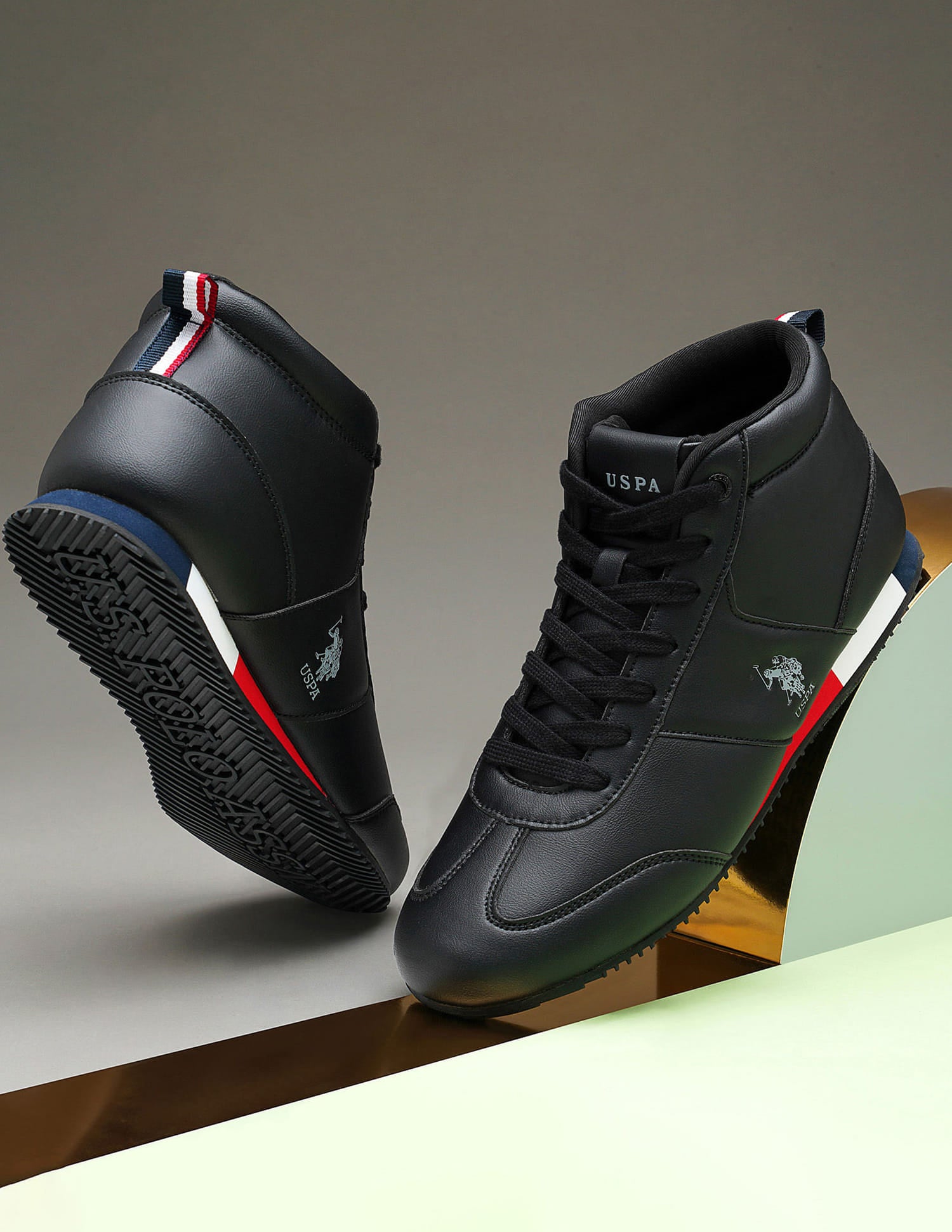 Men Rentso 2.0 Black Retro Mid Top  Sneakers Black - U.S. Polo Assn. India | Large