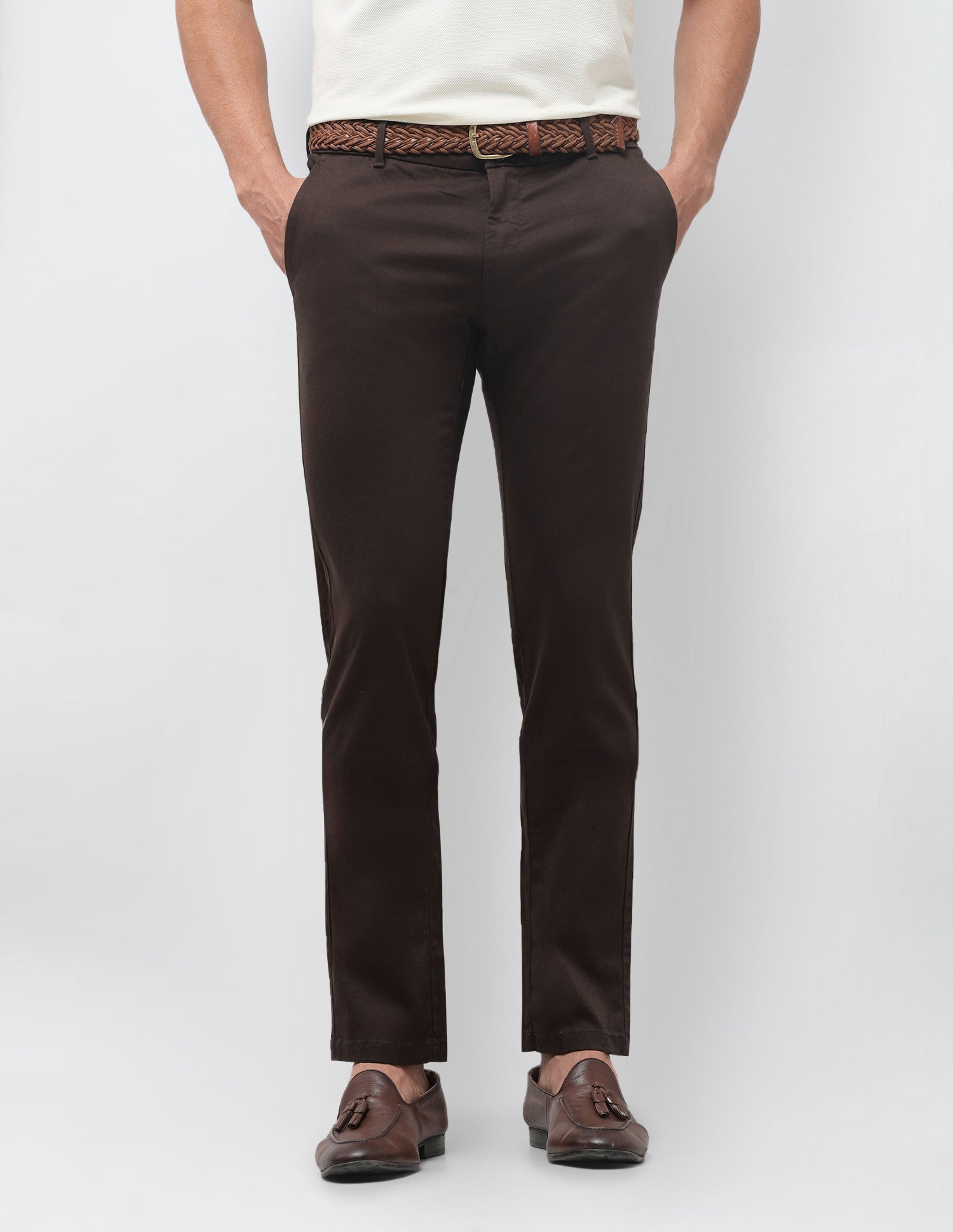 Denver Slim Fit Mid Rise Trousers Choco - U.S. Polo Assn. India | Large