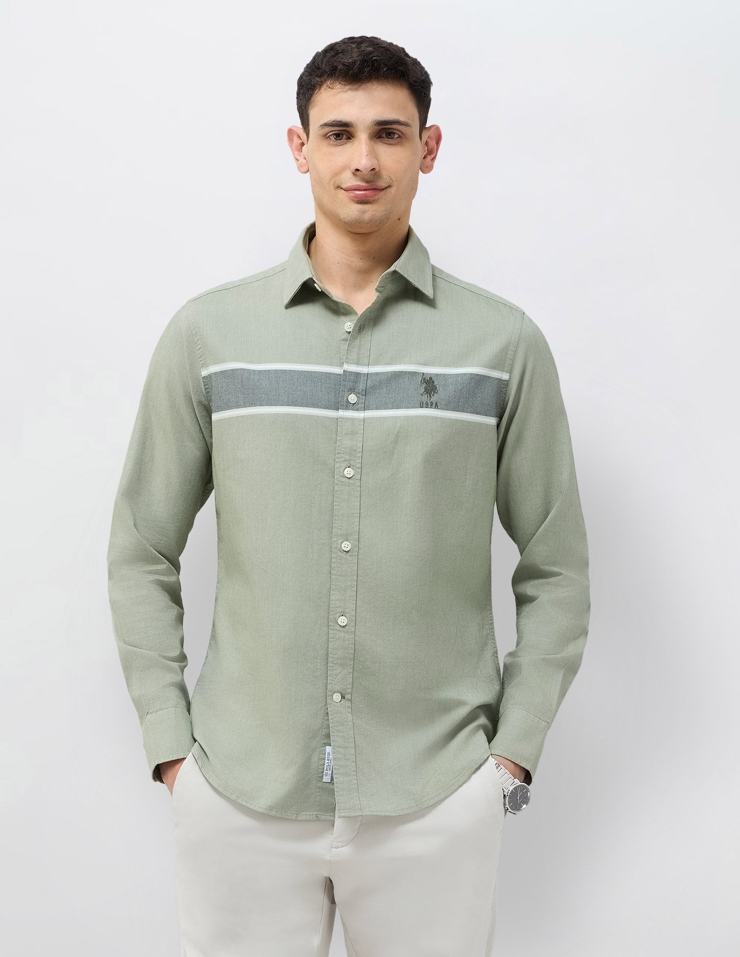 Horizontal Striped Tailored Fit Shirt