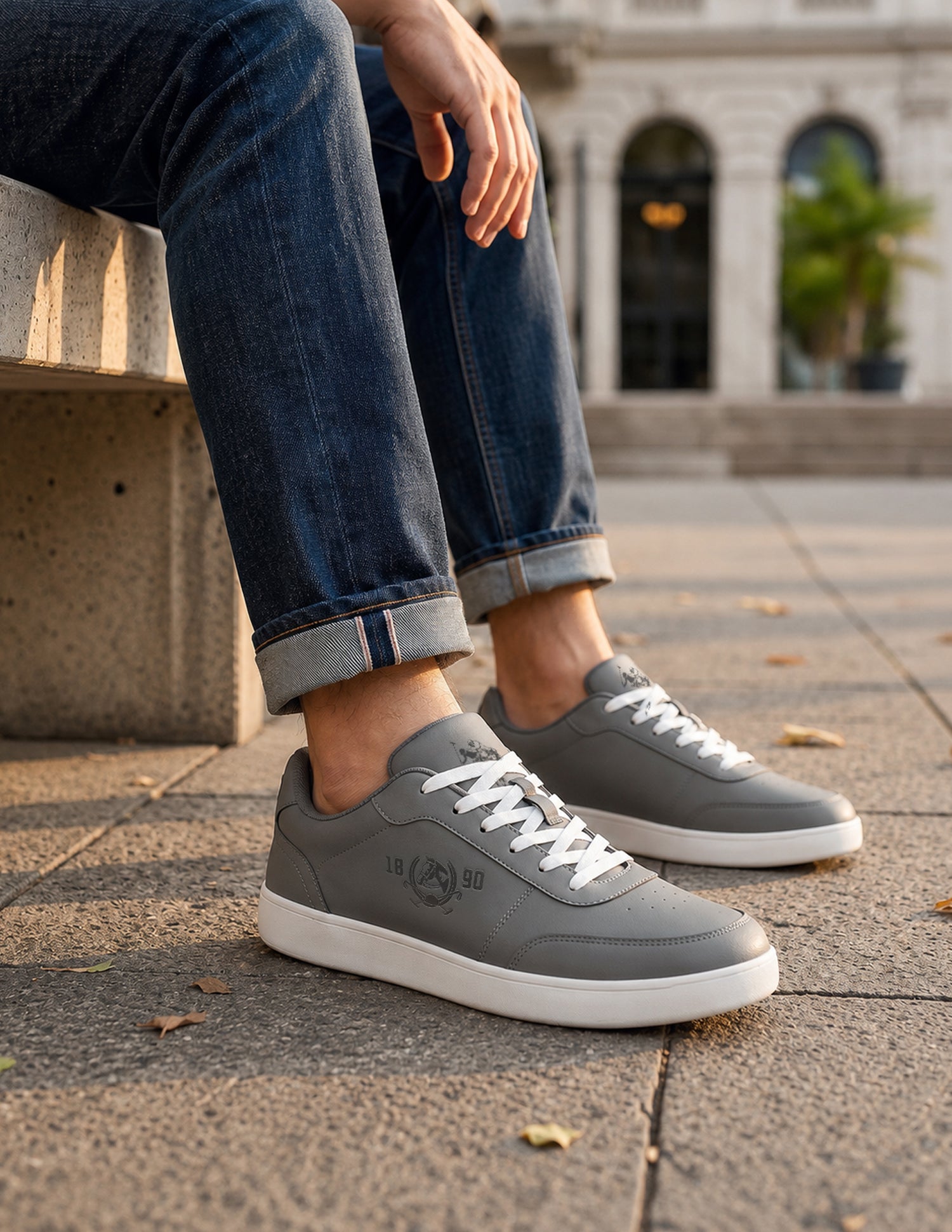 Men Lumen Solid Sneakers Light Grey - U.S. Polo Assn. India | Large