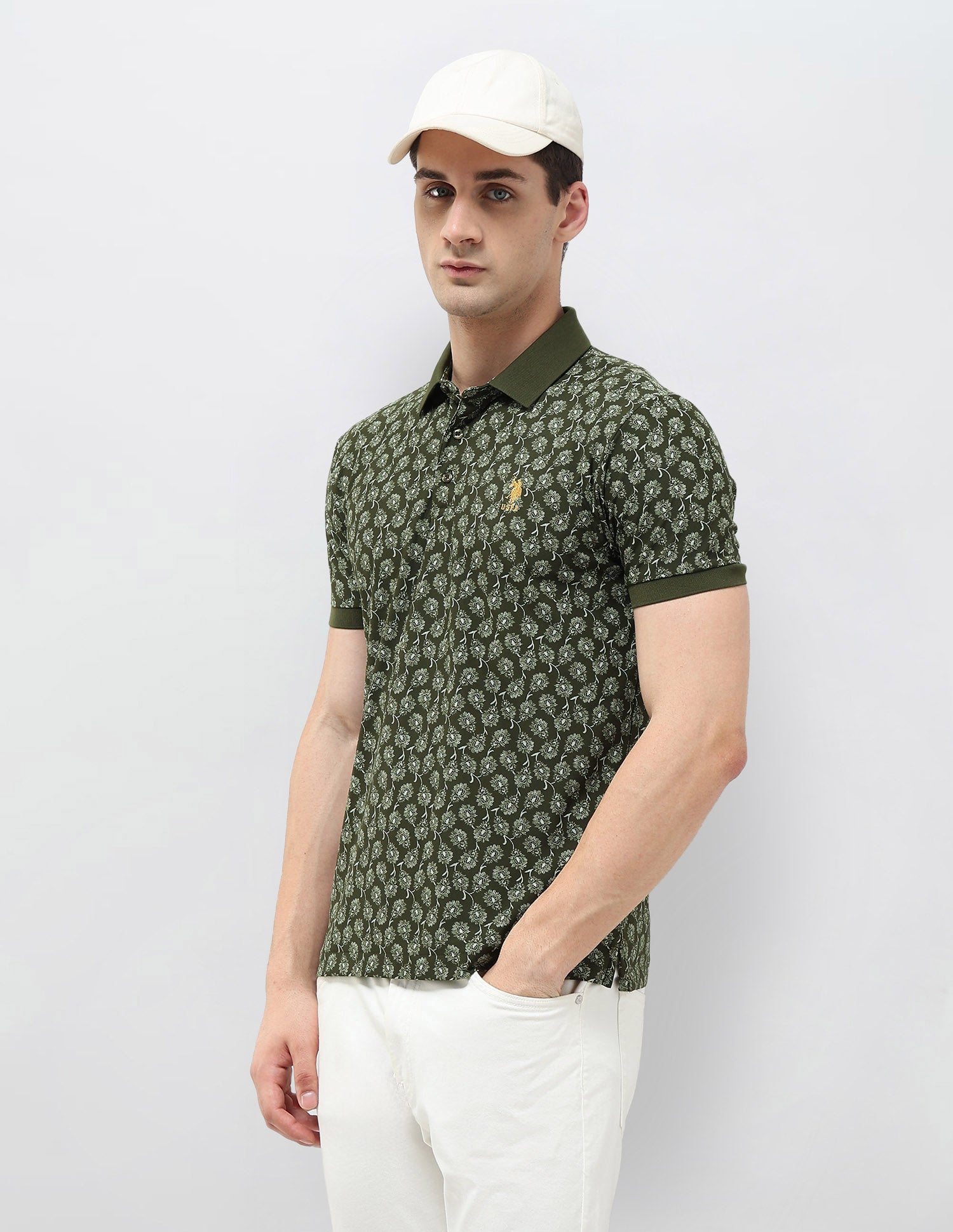 All-Over Printed Slim Fit Polo Shirt