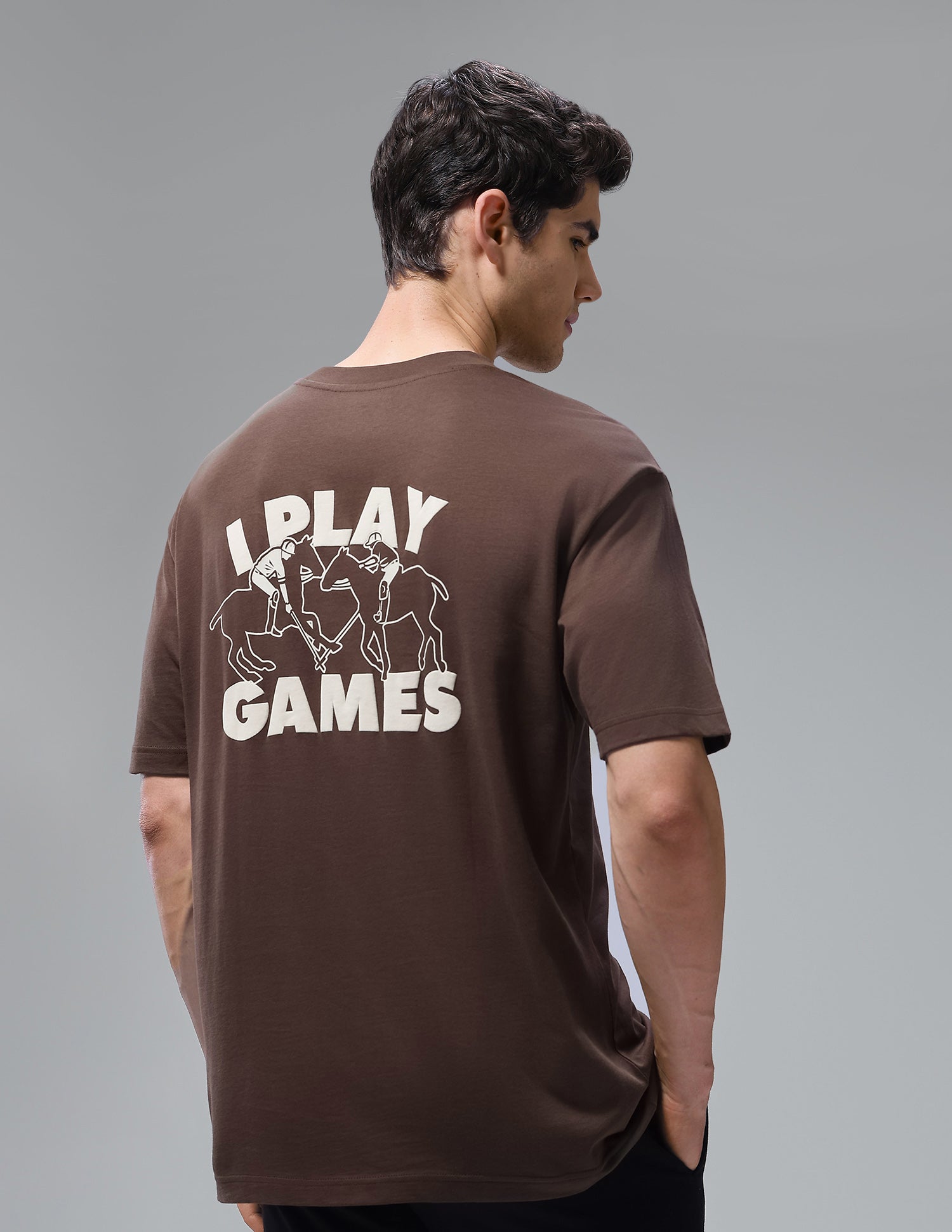 Graphic Printed Oversized Fit Loungewear T-Shirt Chestnut - U.S. Polo Assn. India | Large