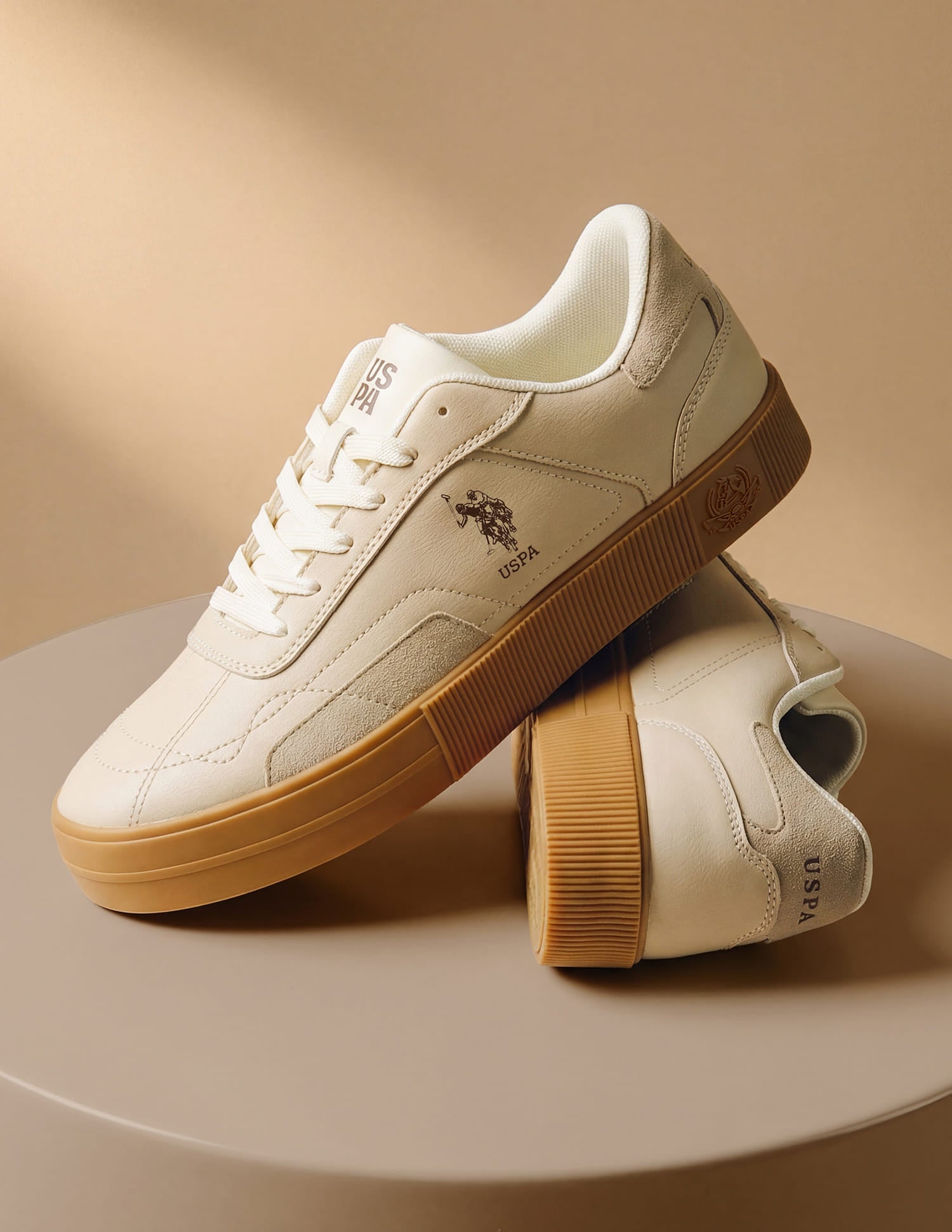 Men Zyron Round Toe Sneakers Beige - U.S. Polo Assn. India | Large