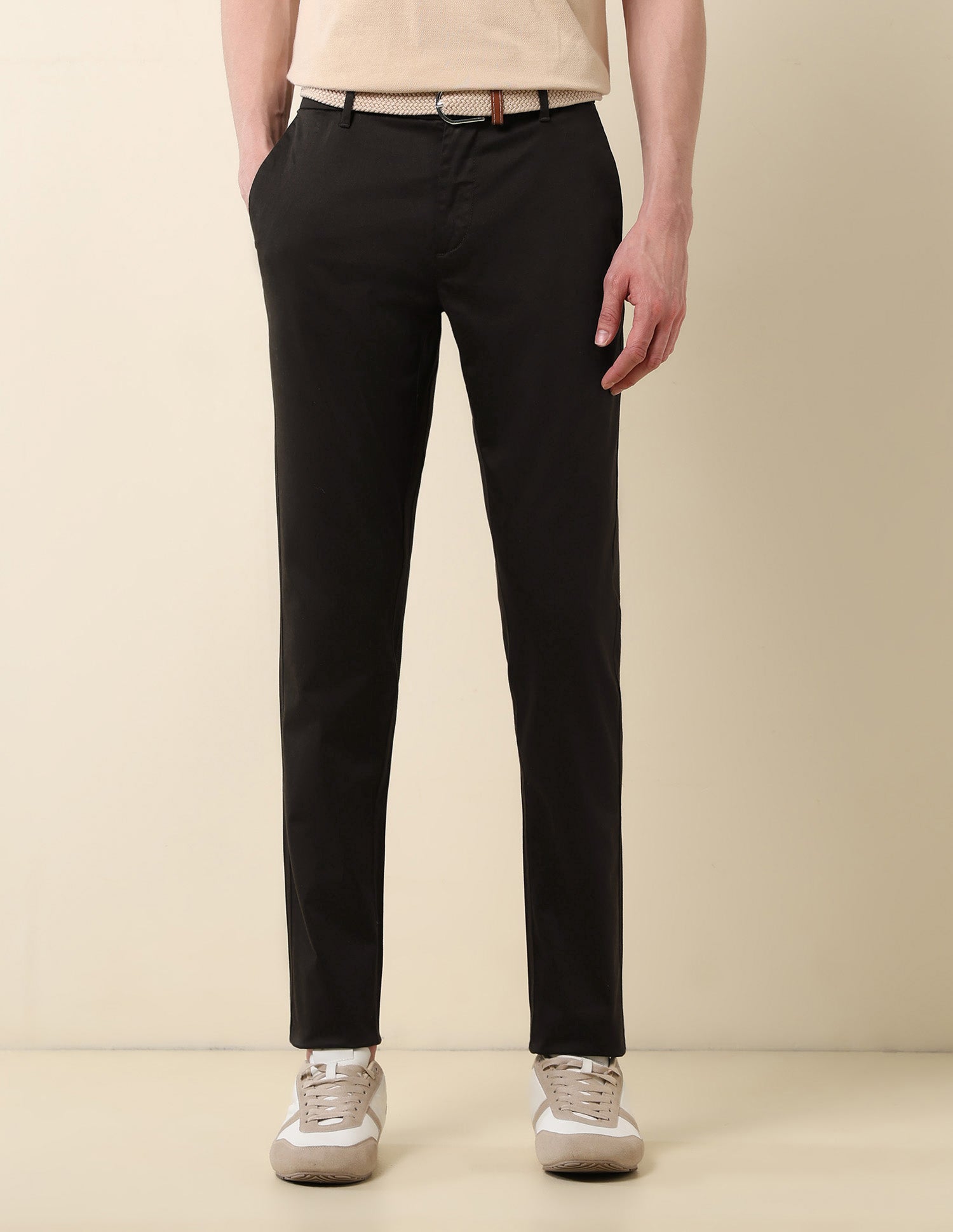Slim Fit Mid Rise Trousers Choco Brown - U.S. Polo Assn. India | Large