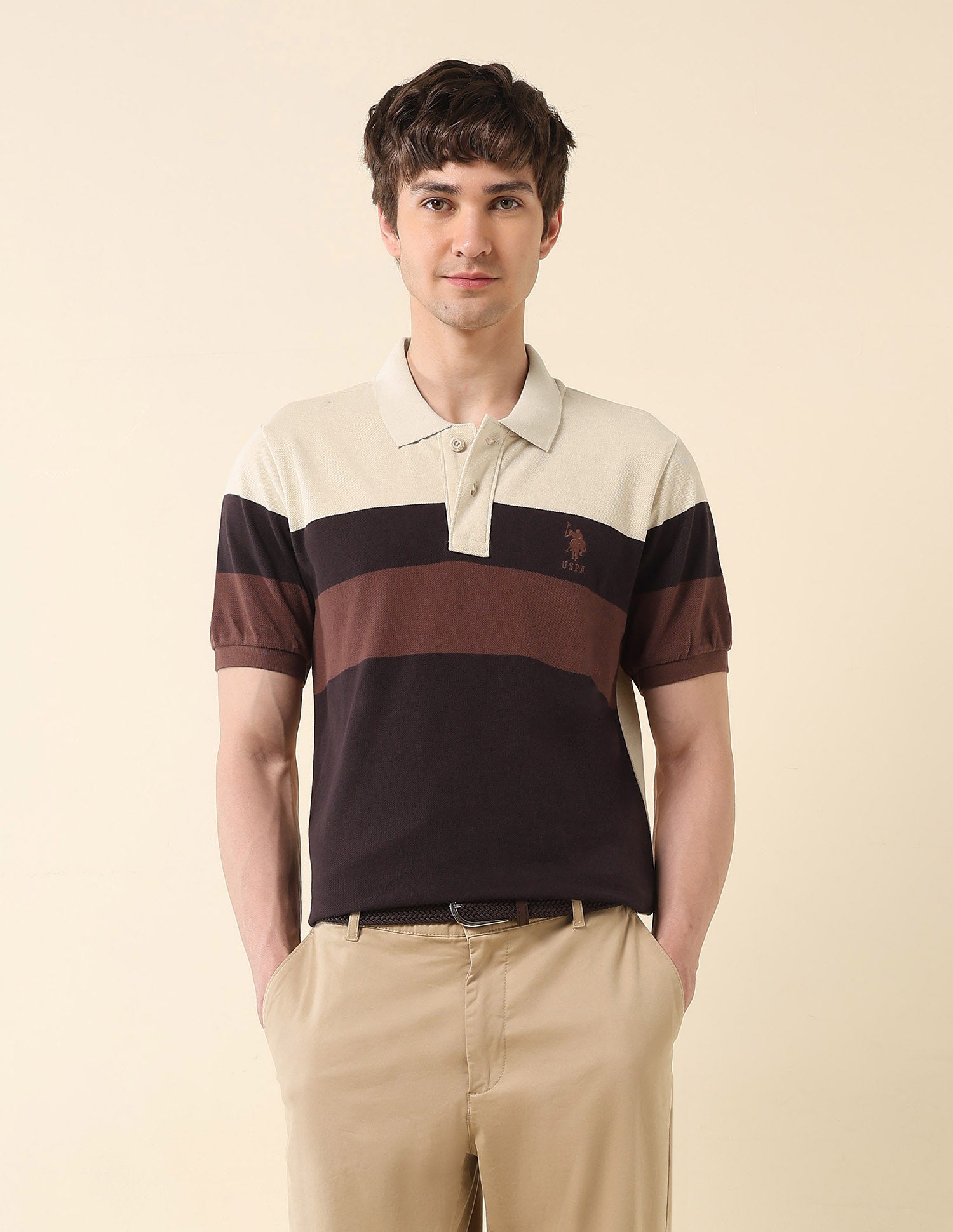 Colourblocked Classic Polo Shirt Dark Brown - U.S. Polo Assn. India | Large