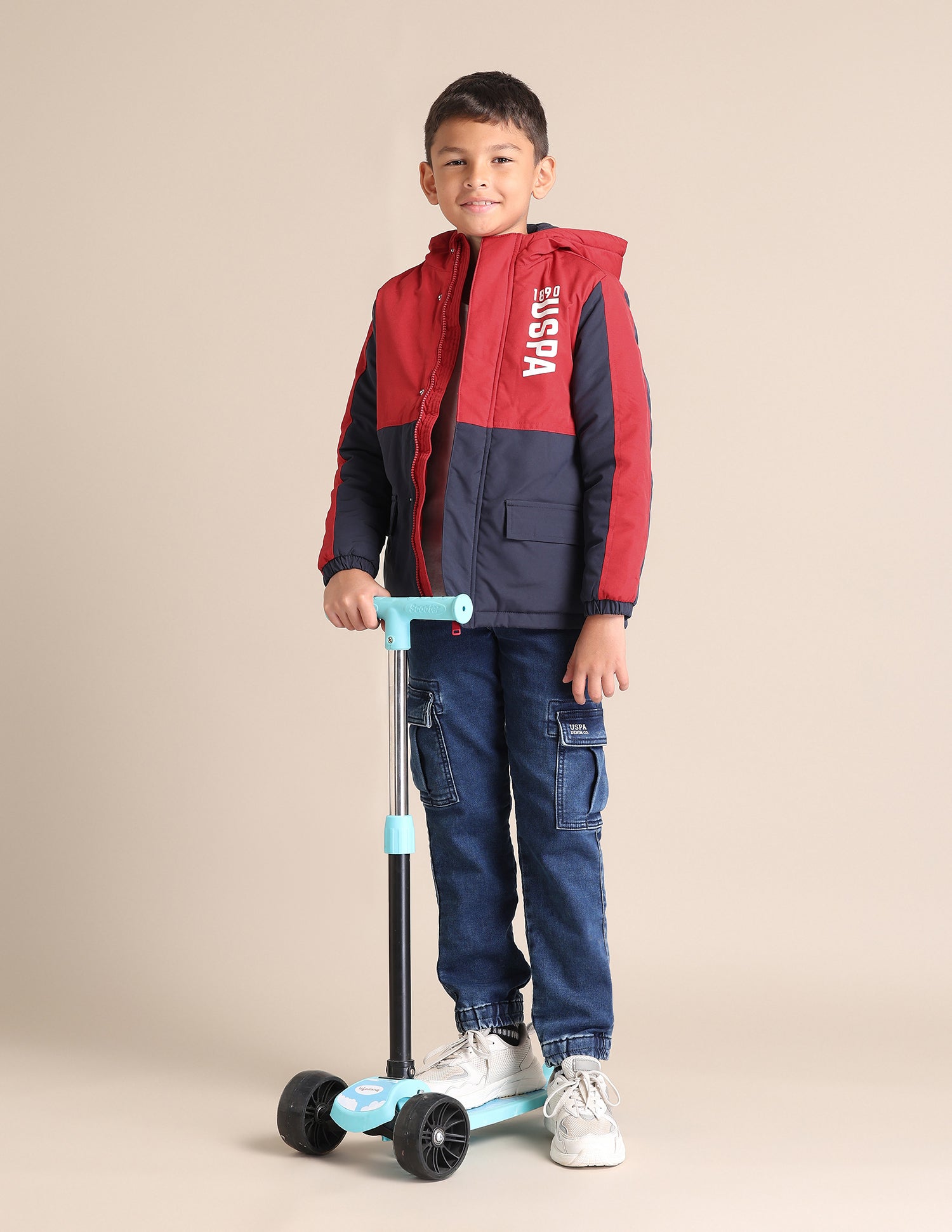 Boys Colour Blocked Hooded Jacket