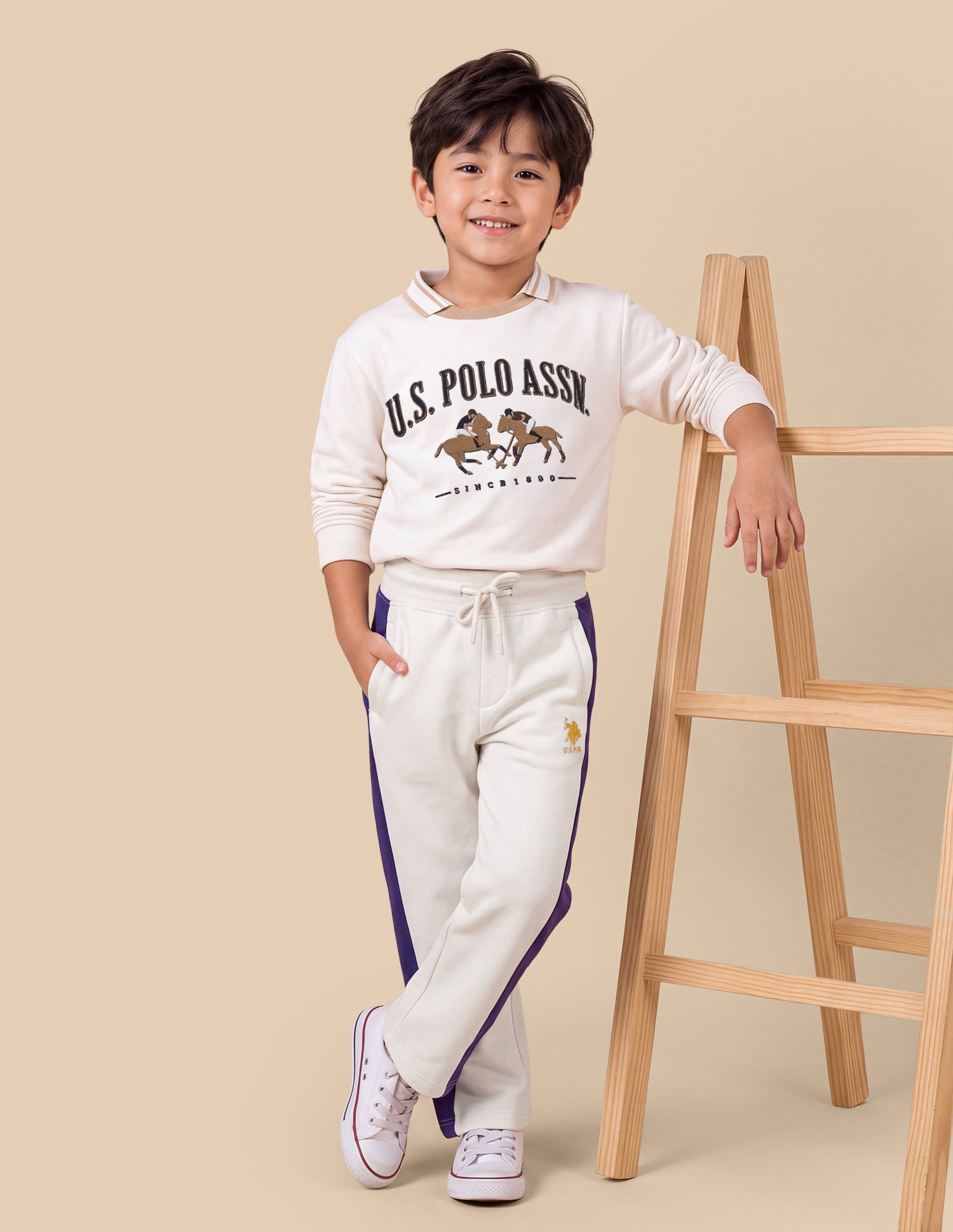 Solid Regular Fit Track Pants Cream - U.S. Polo Assn. India | Large