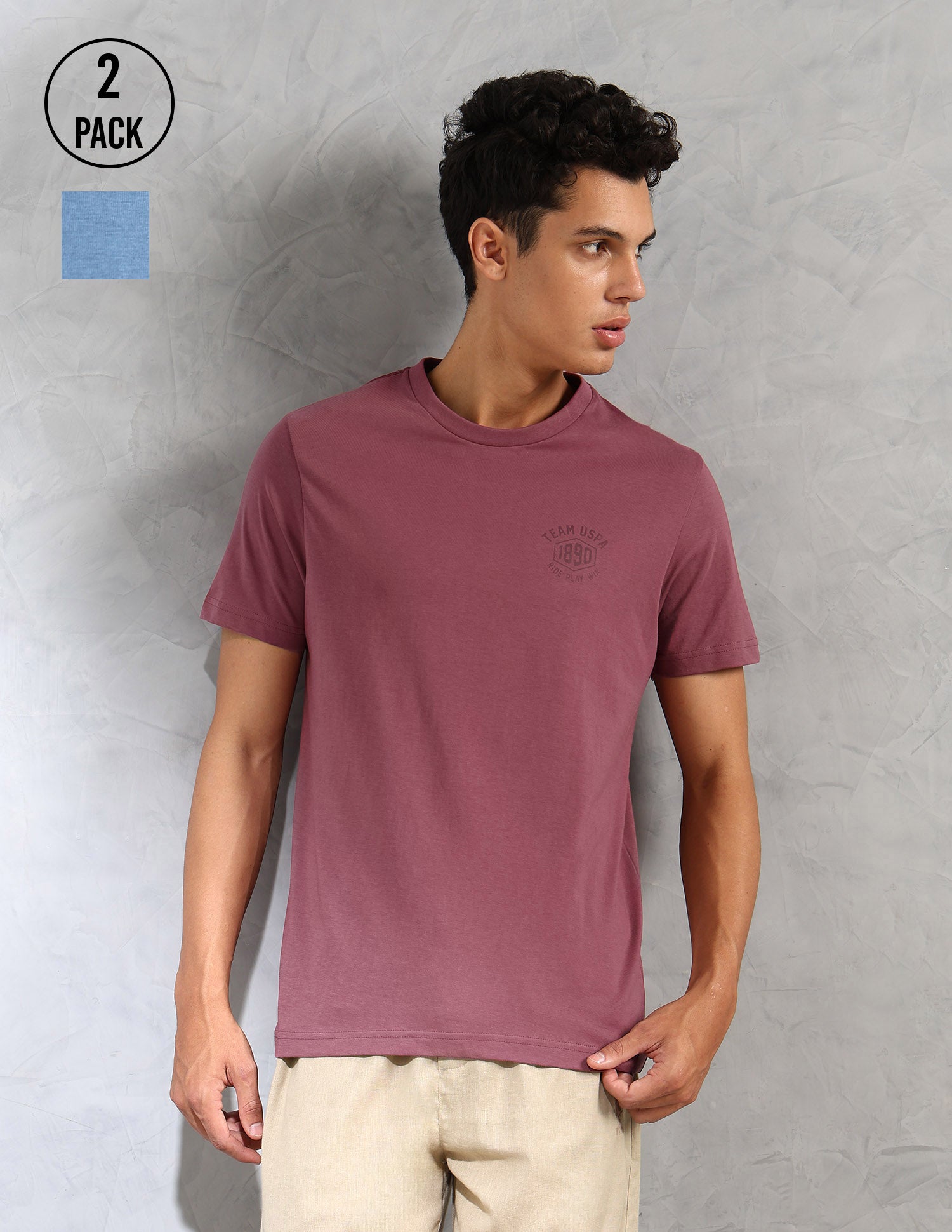 Comfort Fit Solid Cotton IYAL Lounge T-Shirt - Pack Of 2