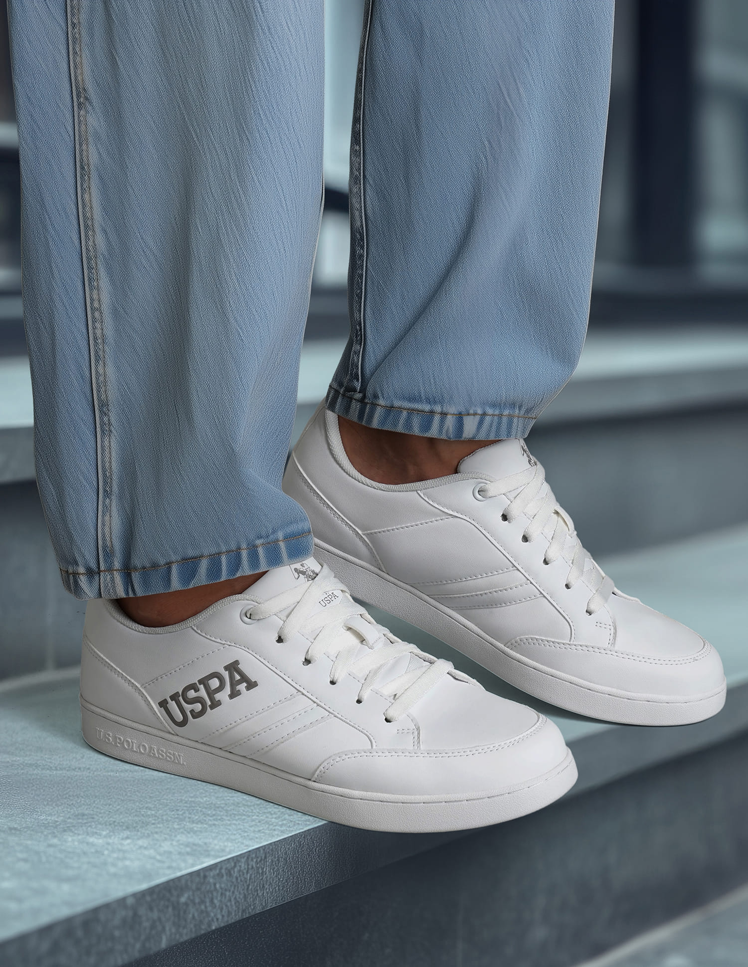 Round Toe Solid Gala Sneakers White - U.S. Polo Assn. India | Large
