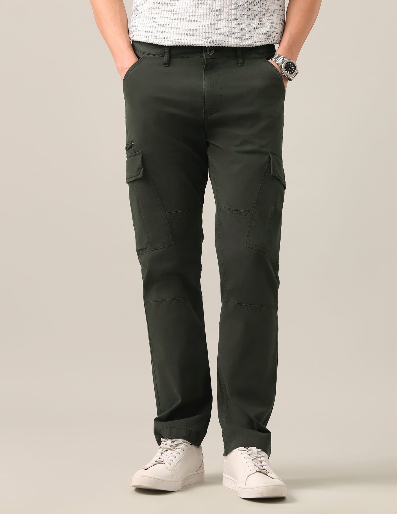 Harold Slim Straight Fit Twill Cargos Green - U.S. Polo Assn. India | Large