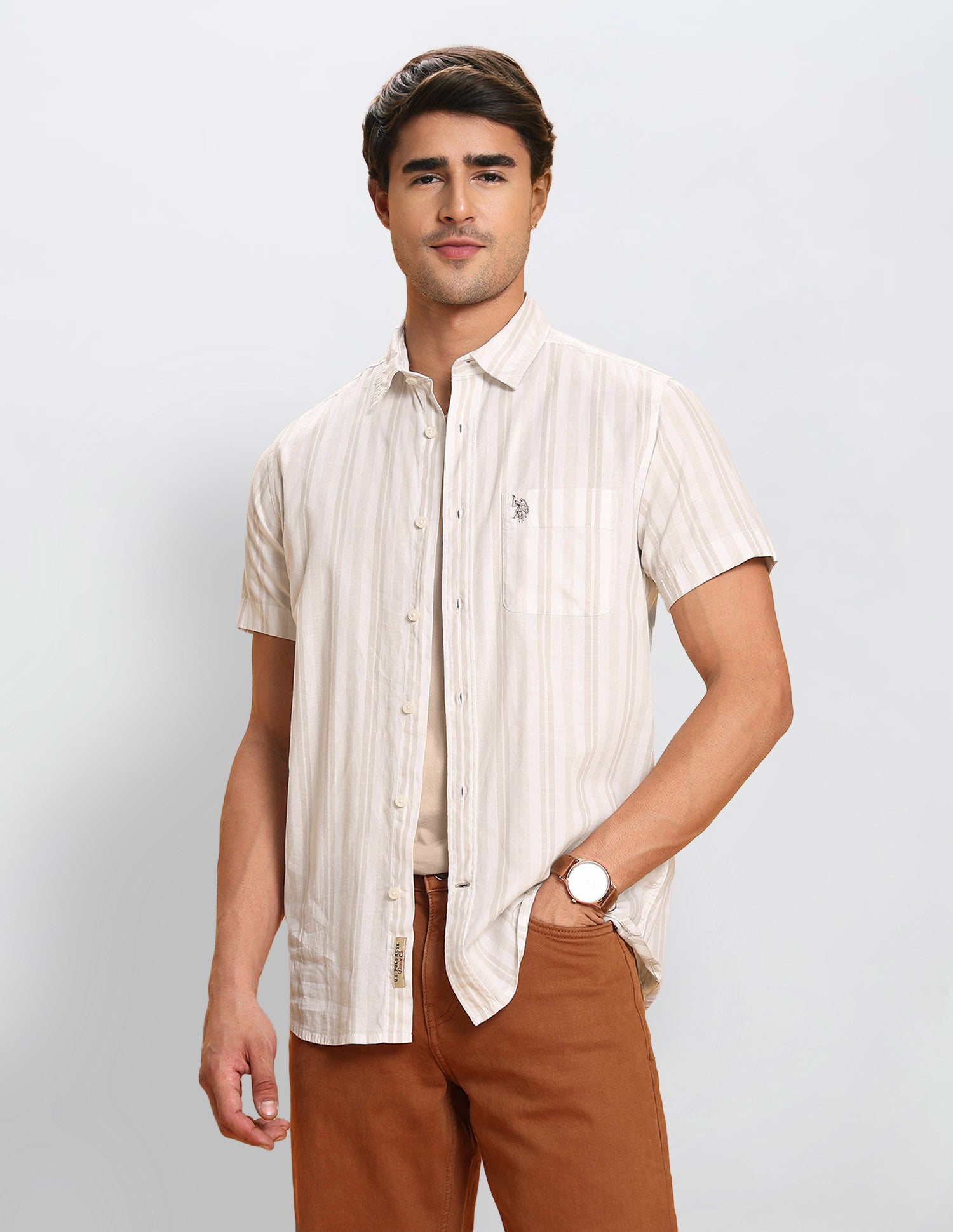 Slim Fit Vertical Striped Shirt