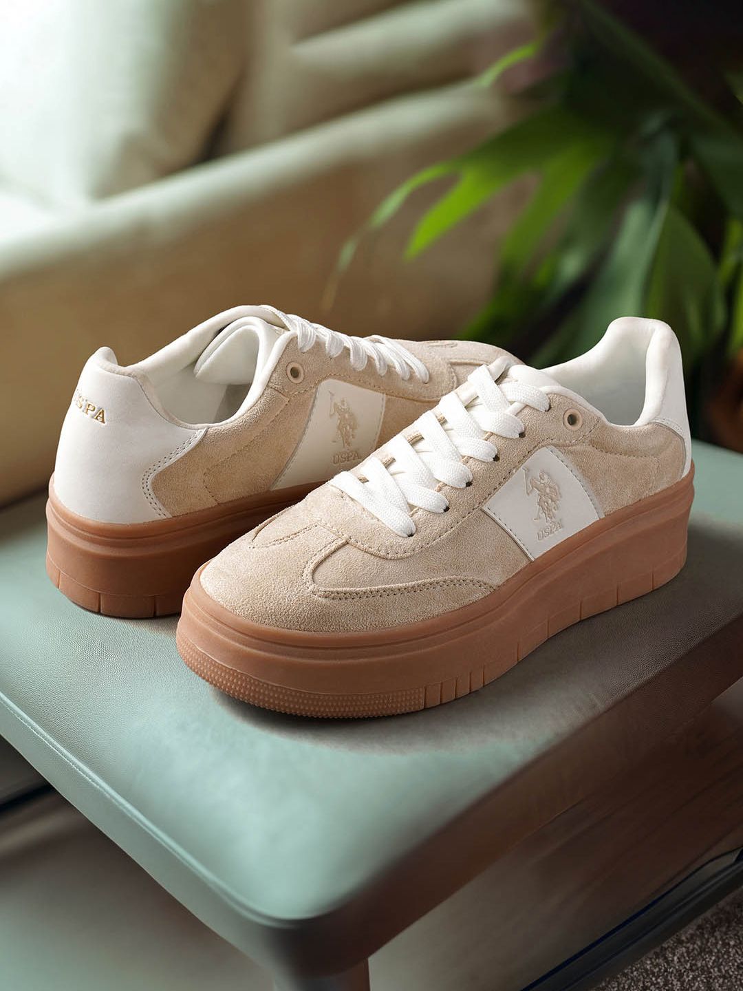 Zaira Beige Chunky Sneaker Shoes
