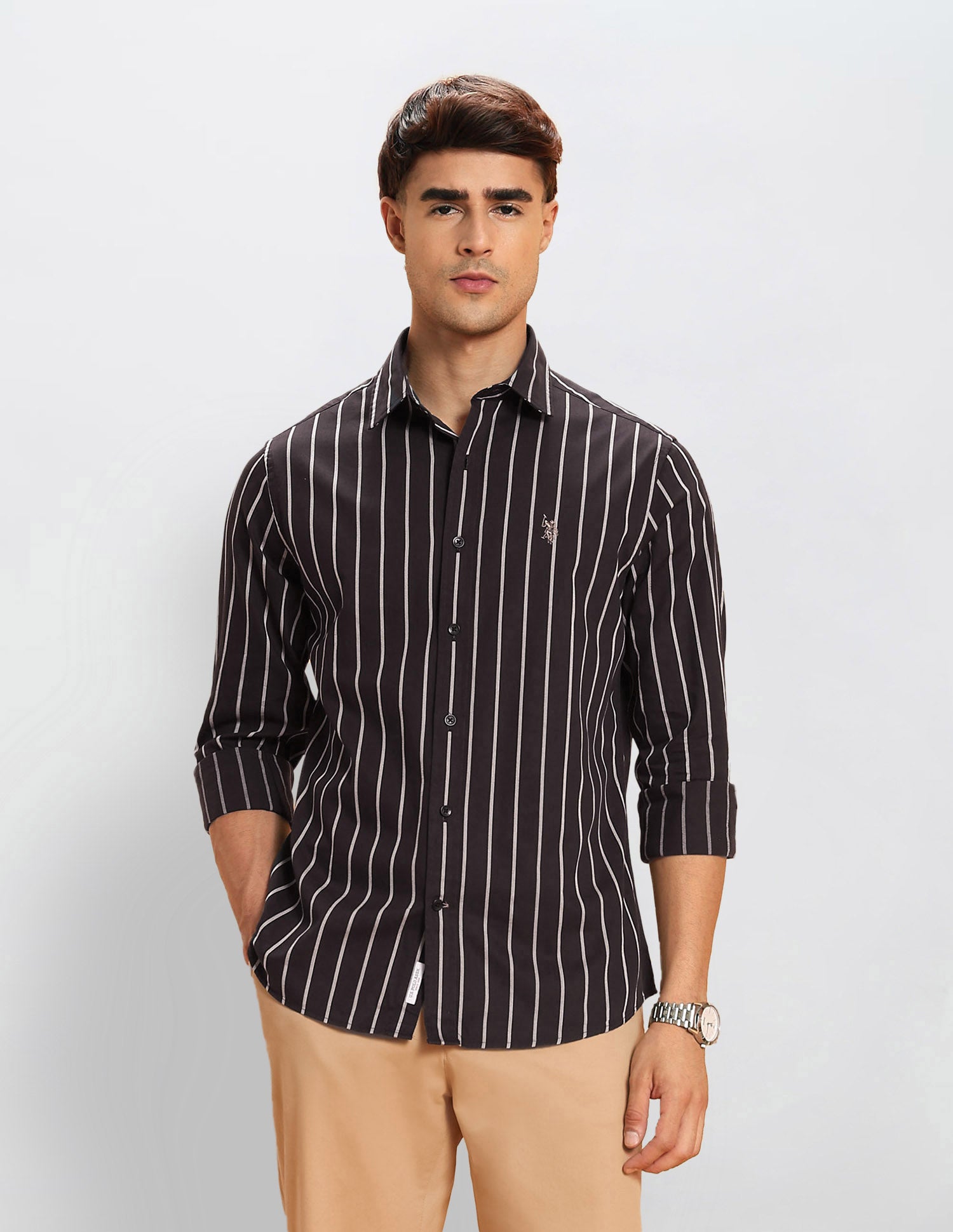 Tailored Fit Vertical Striped Shirt