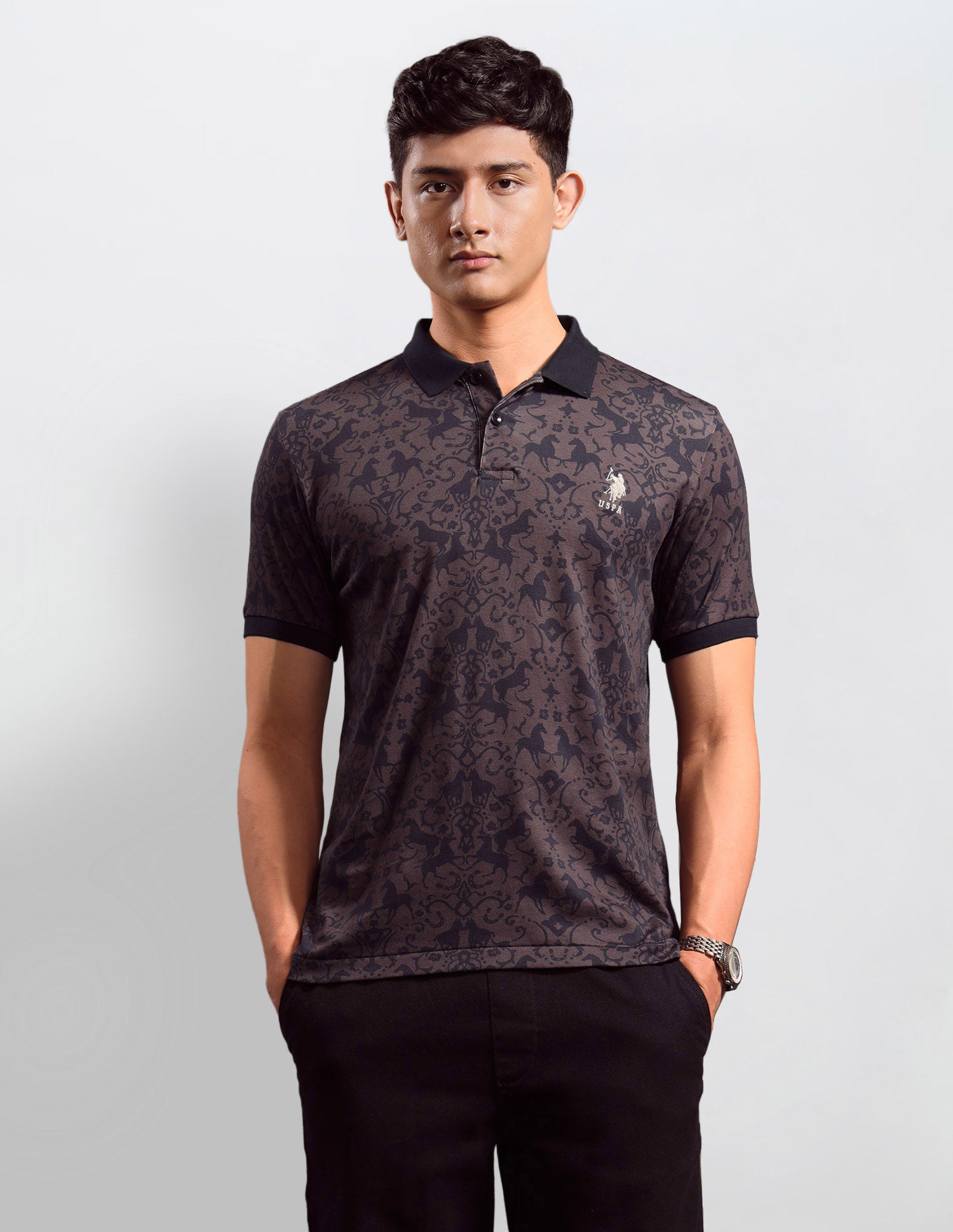 All-Over Printed Muscle Fit Polo shirt