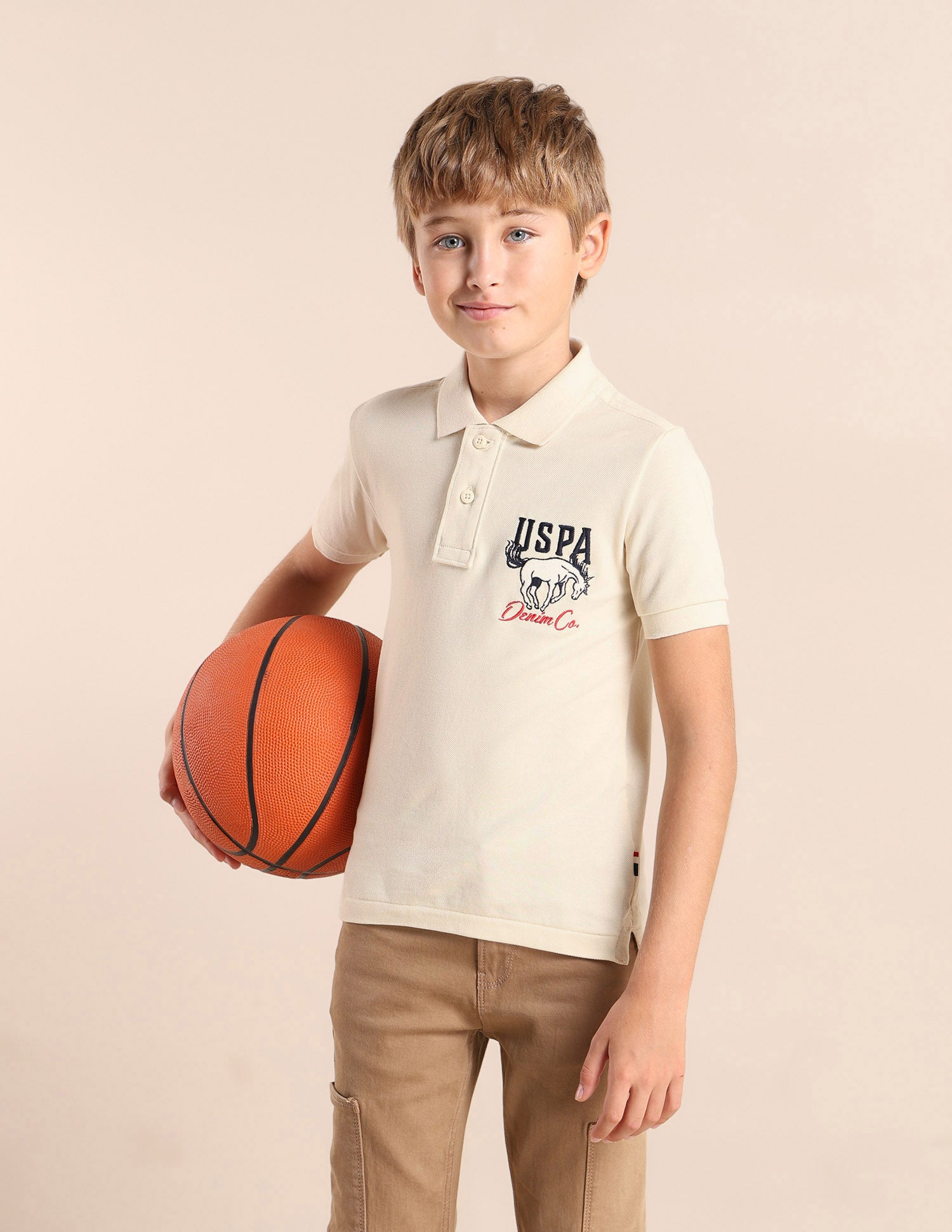 Boys Brand Printed Regular Fit Polo Shirt