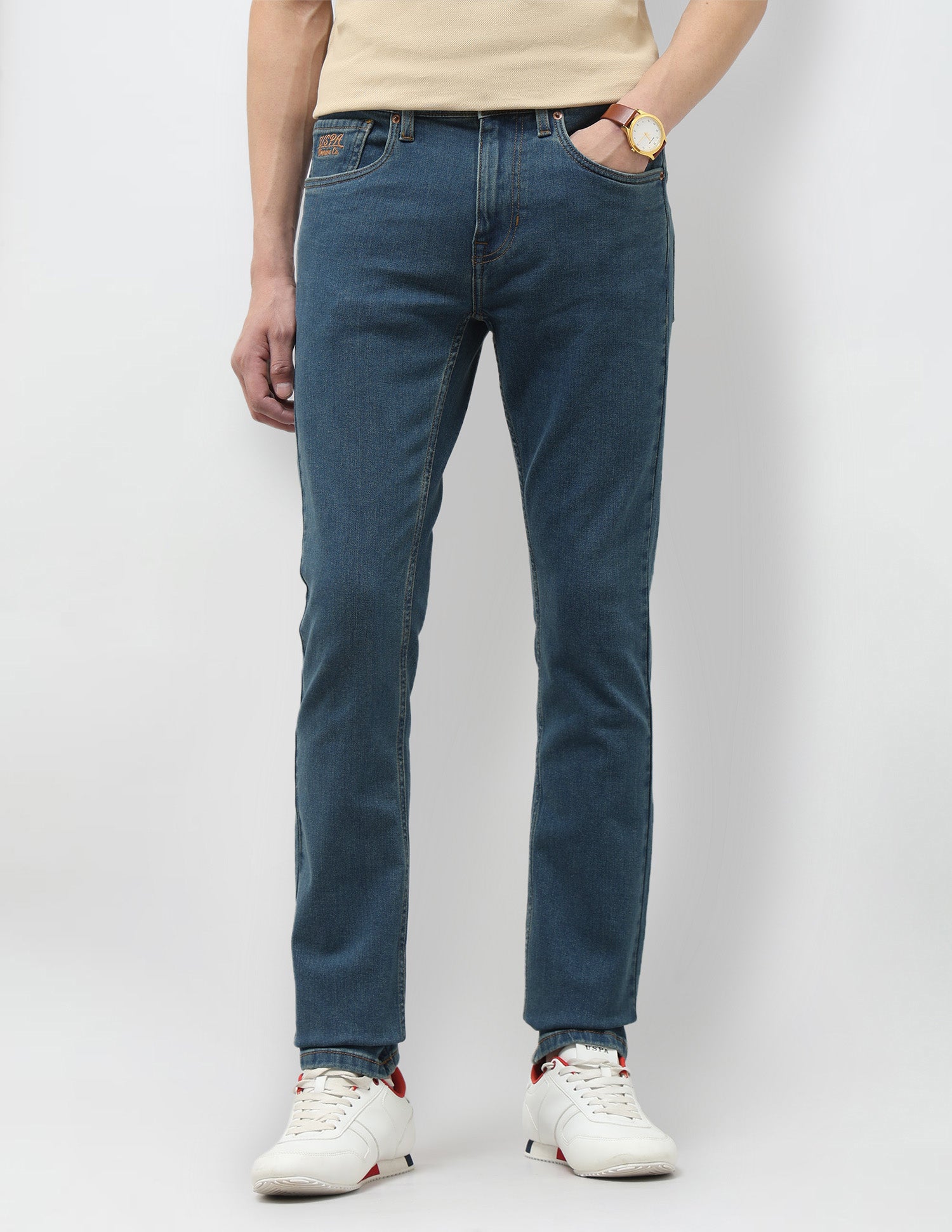 Regallo Skinny Fit Blue Jeans Mid wash - U.S. Polo Assn. India | Large