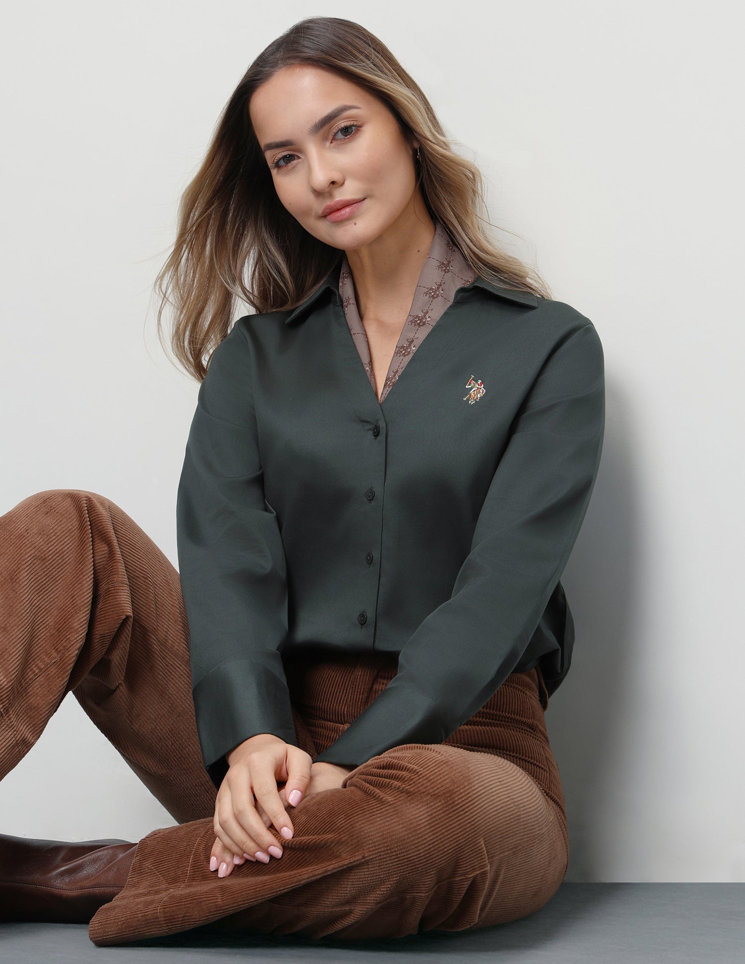 Solid Regular Fit Shirt Dark Green - U.S. Polo Assn. India | Large