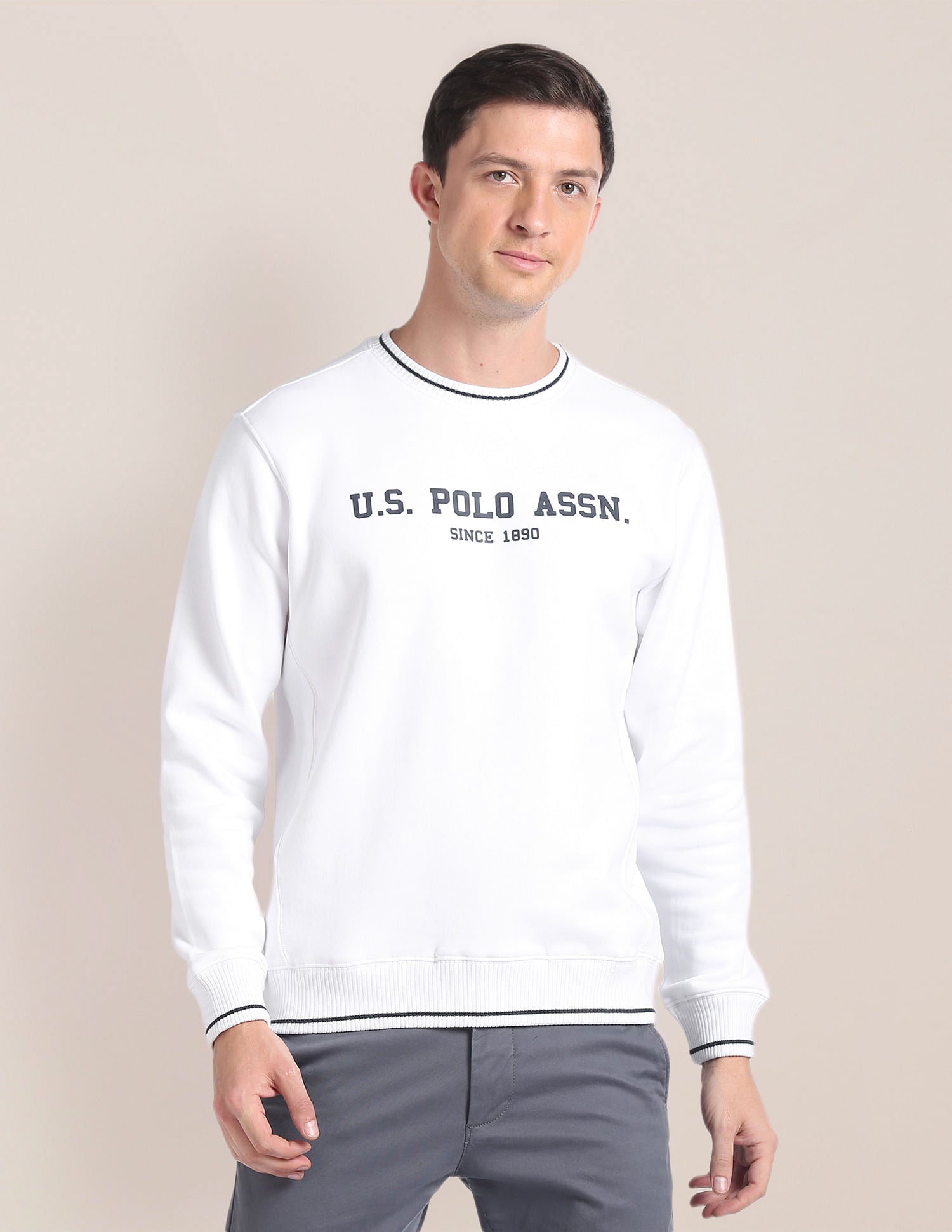 Crew Neck Brand Print Sweatshirt