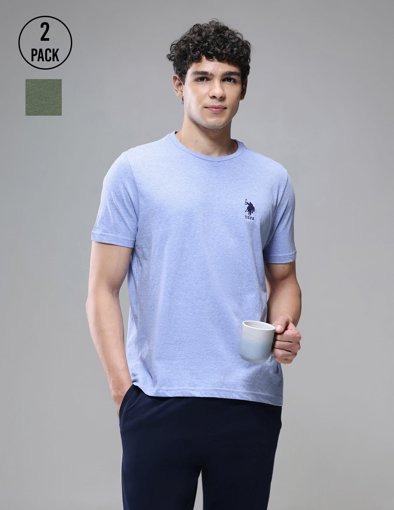 Tonal Logo Cotton 1633 Lounge T-Shirt - Pack Of 2