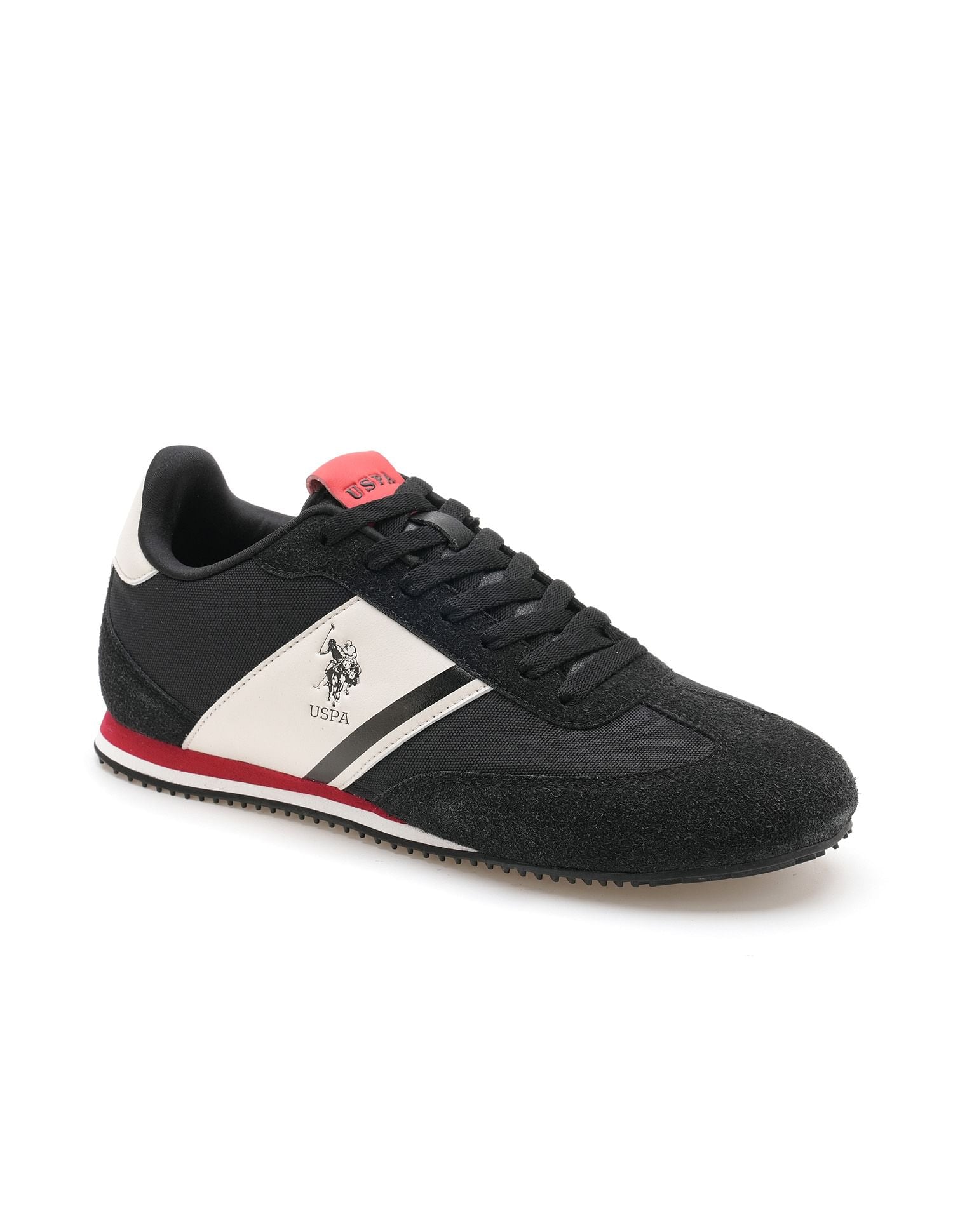 Men Vadler Suede Colourblocked Sneakers Black - U.S. POLO ASSN. | Large