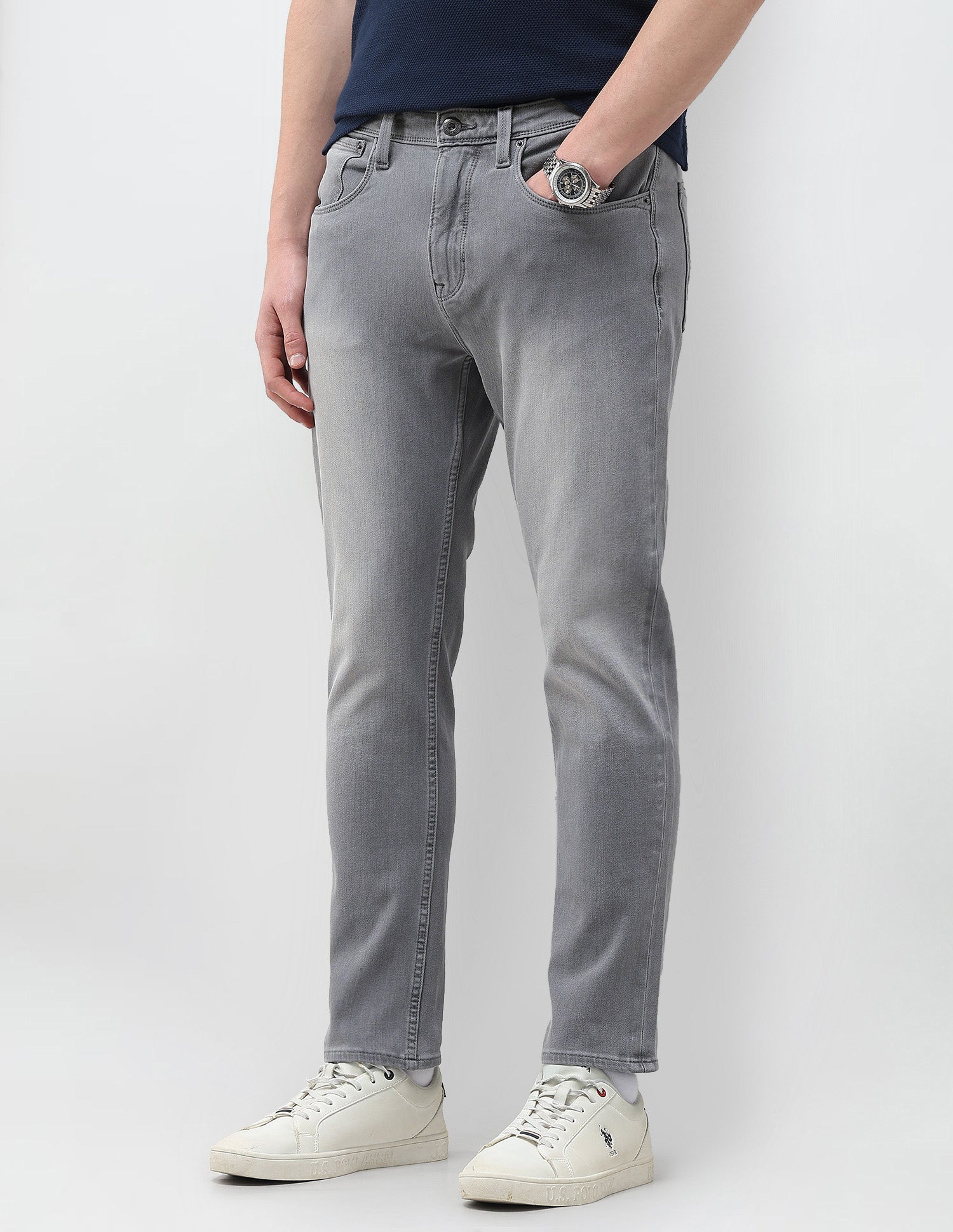 Cole Comfort Cropped Fit Grey Jeans